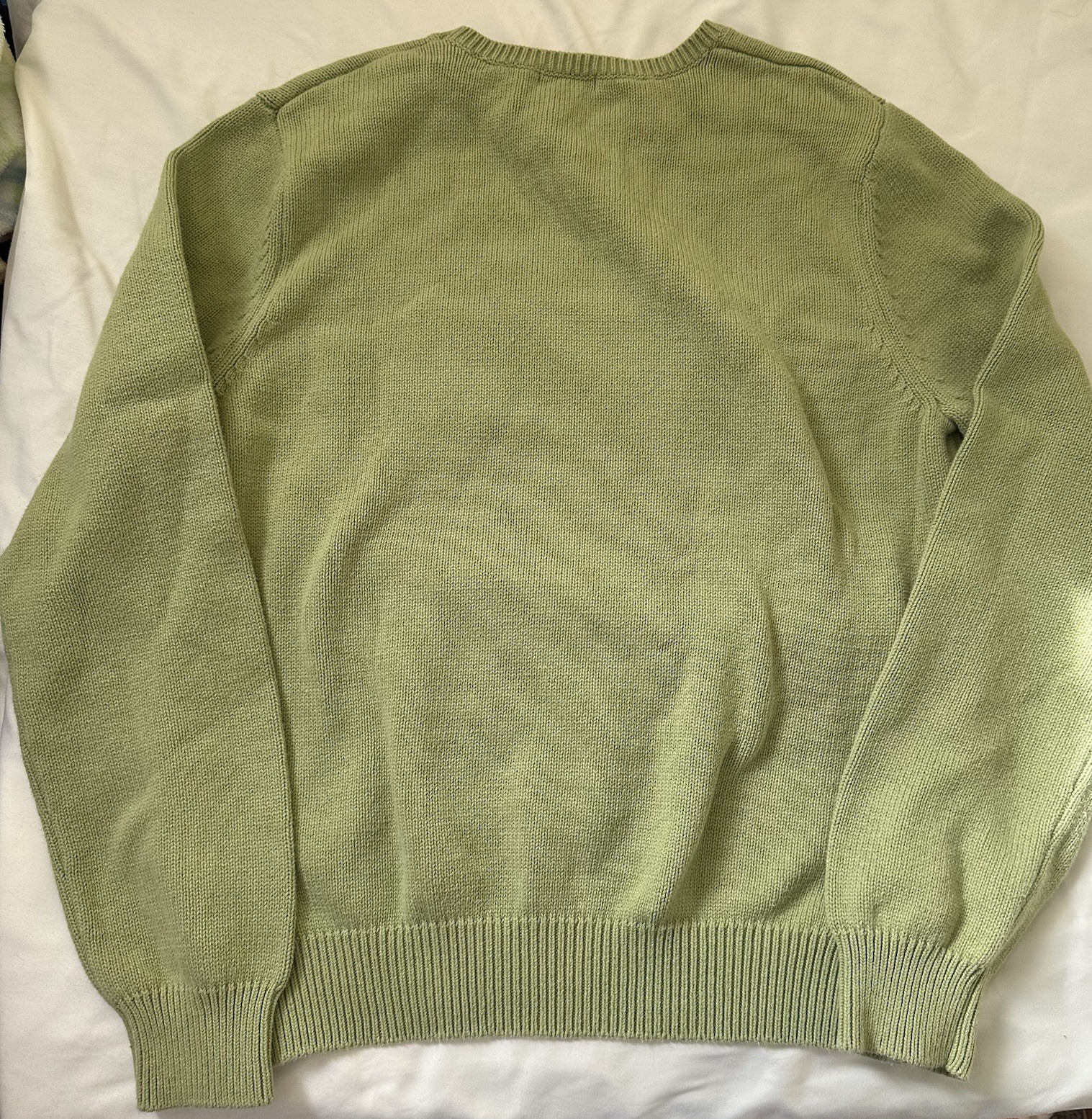 Vintage 90s Izod Light Green Argyle Cotton Sweater Sz L Preppy Tennis Pastel