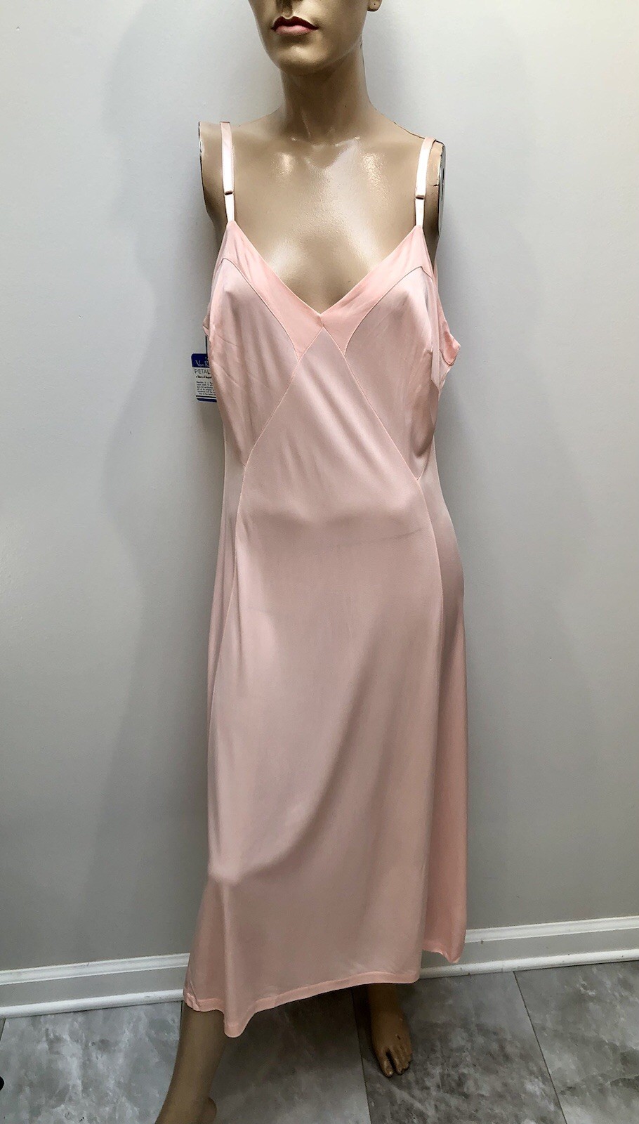 VTG 1940s *DEADSTOCK w/Tags Van Raalte ~ROSE PINK Rayon Knit SLIP DRESS Sz-42