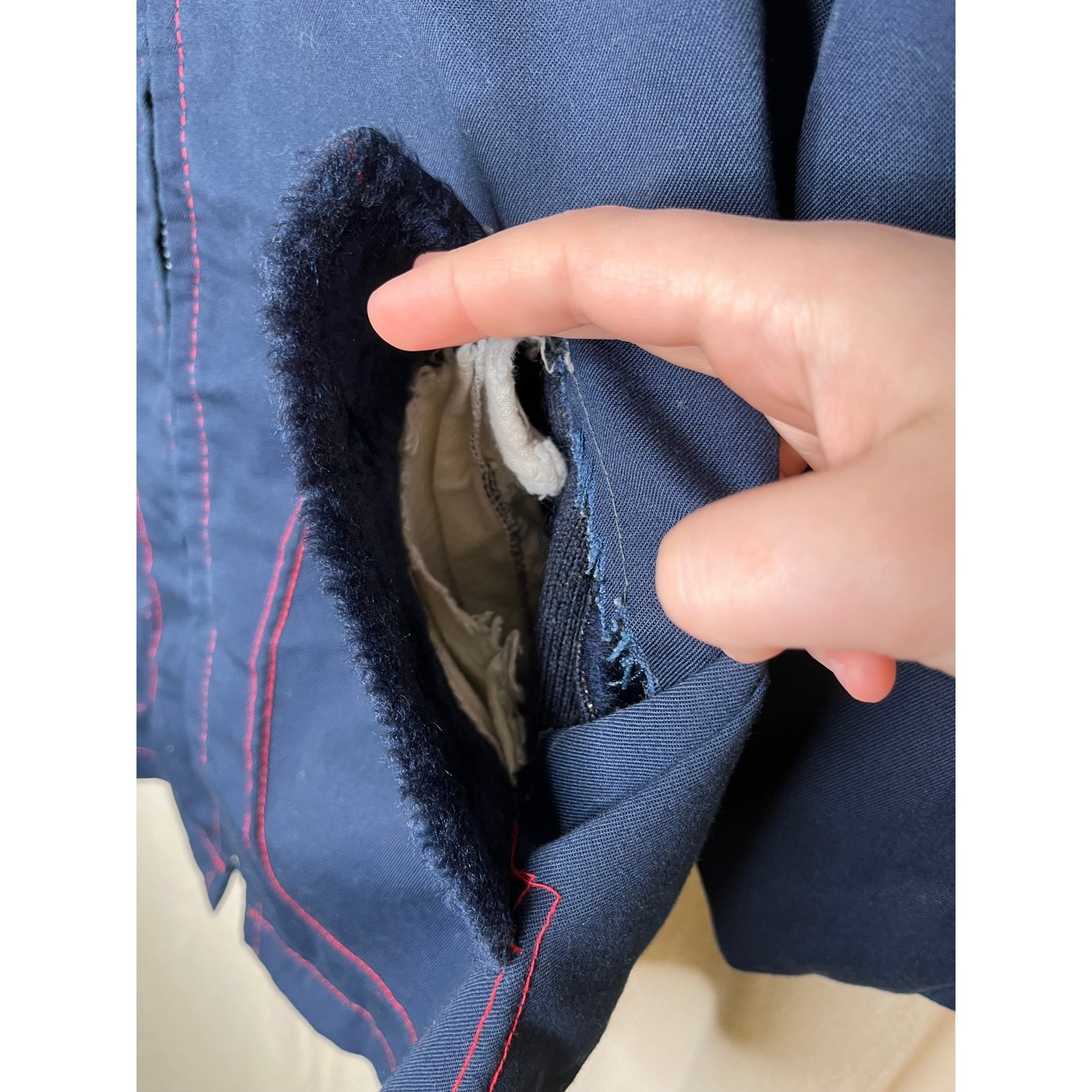 1970s McGregor Navy Ski Lodge Winter Sledding Faux Fur Lined Parka Jacket S
