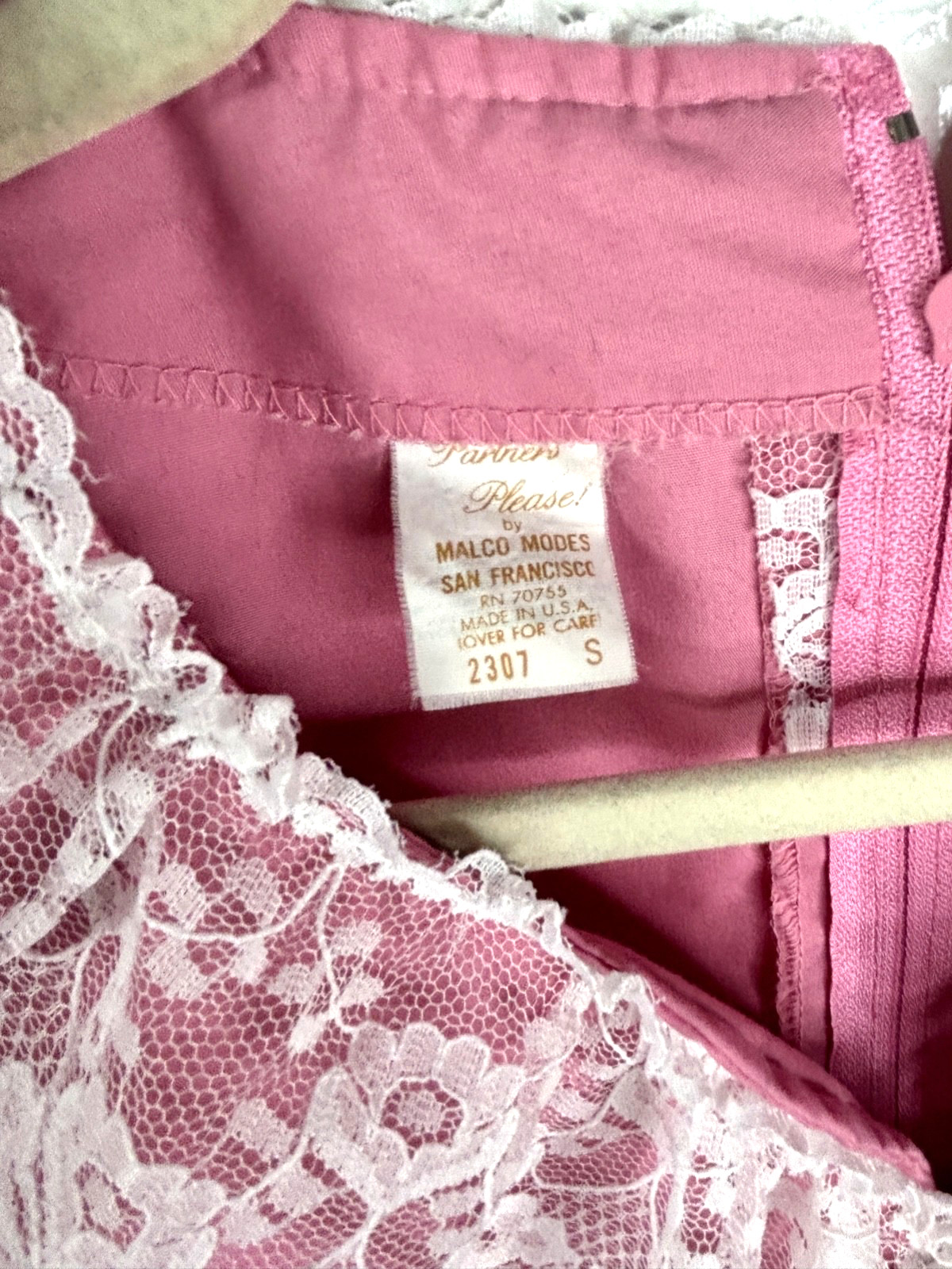 VTG PARTNER PLEASE 2PC SQUARE DANCING SET MAUVE PINK&WHITE LACE TOP SKIRT*S