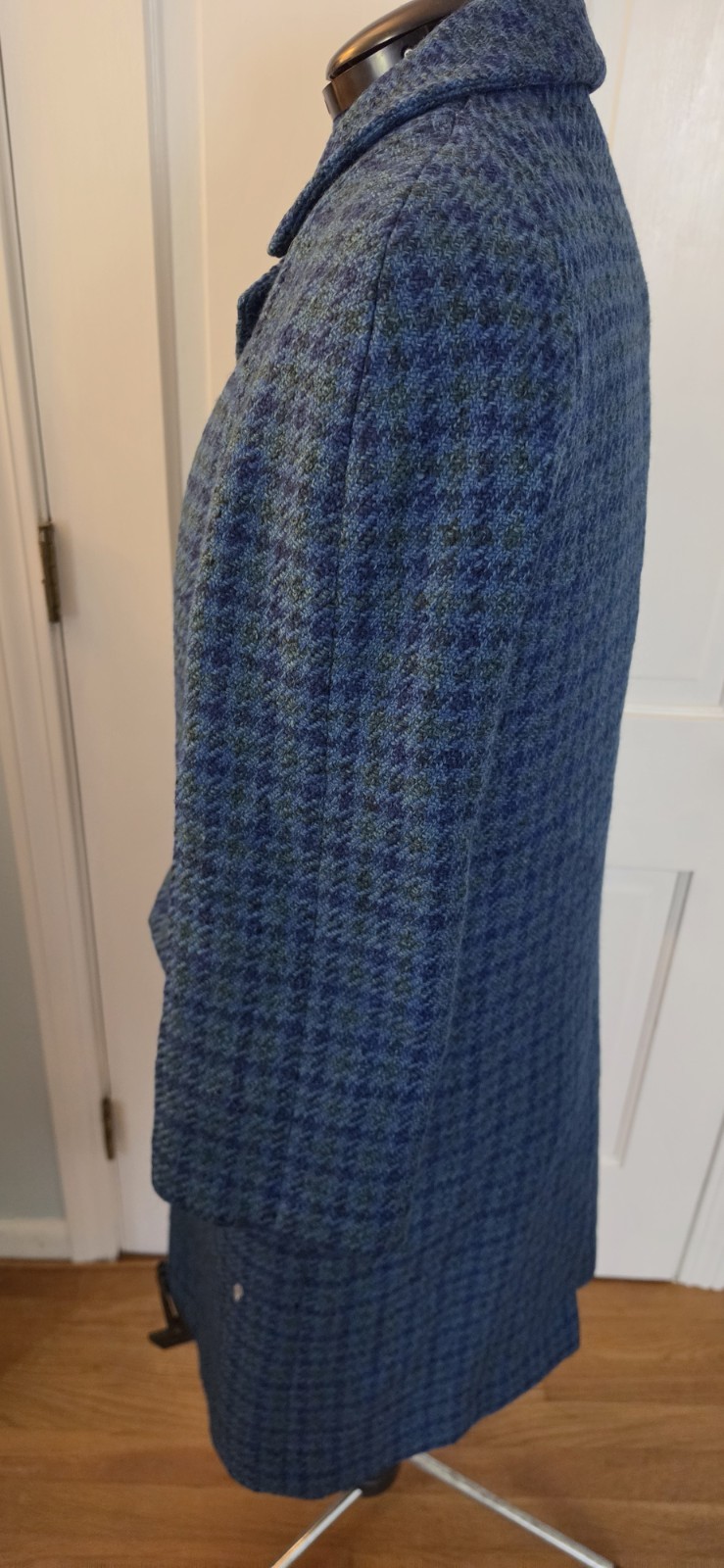 Vtg Burberrys’ Womens Tweed Blue Green Wool UK Agents Dunham’s Of Maine