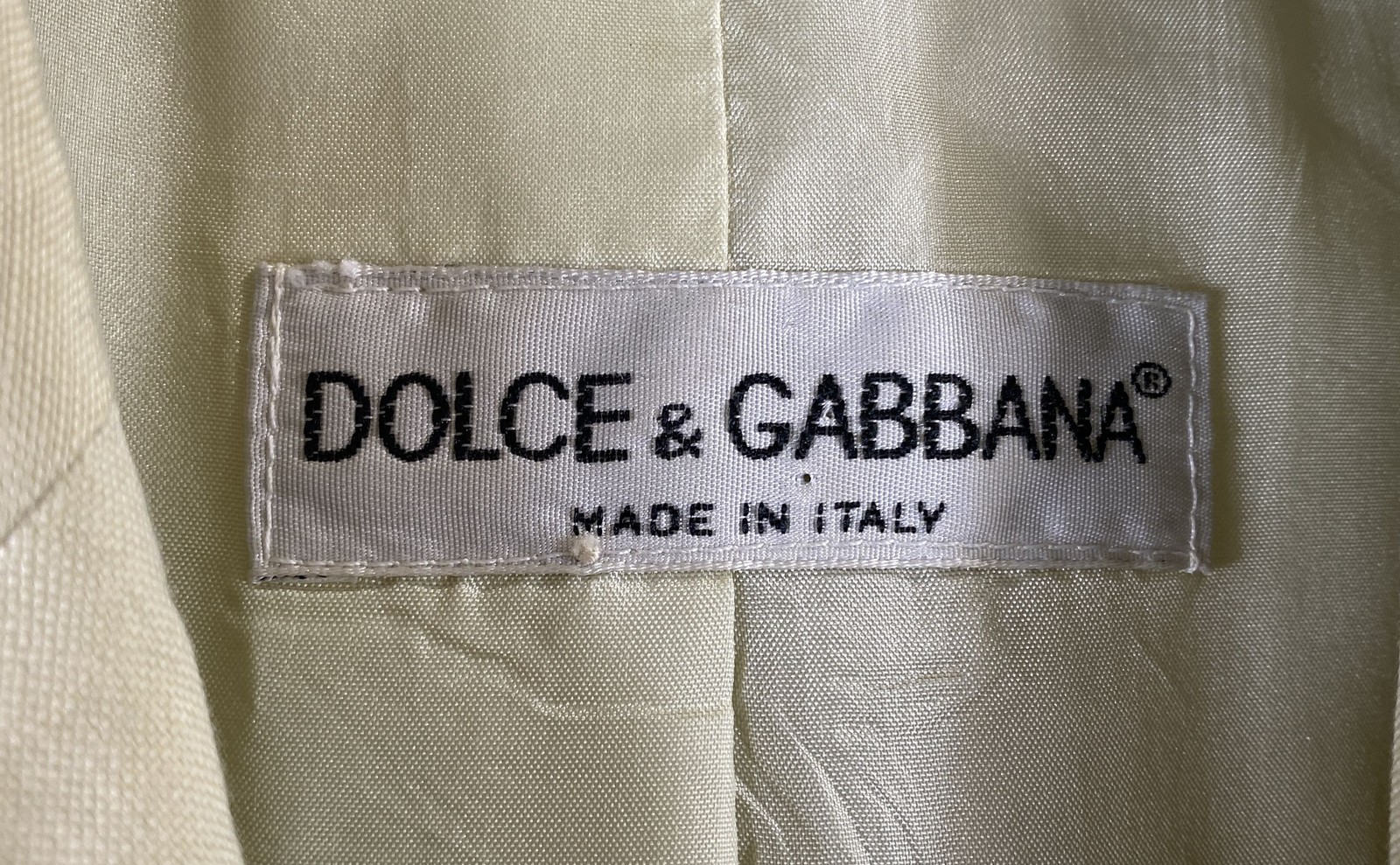 Vintage Dolce & Gabbana Women’s Cream Peaked Lapel Longline Blazer Sz M