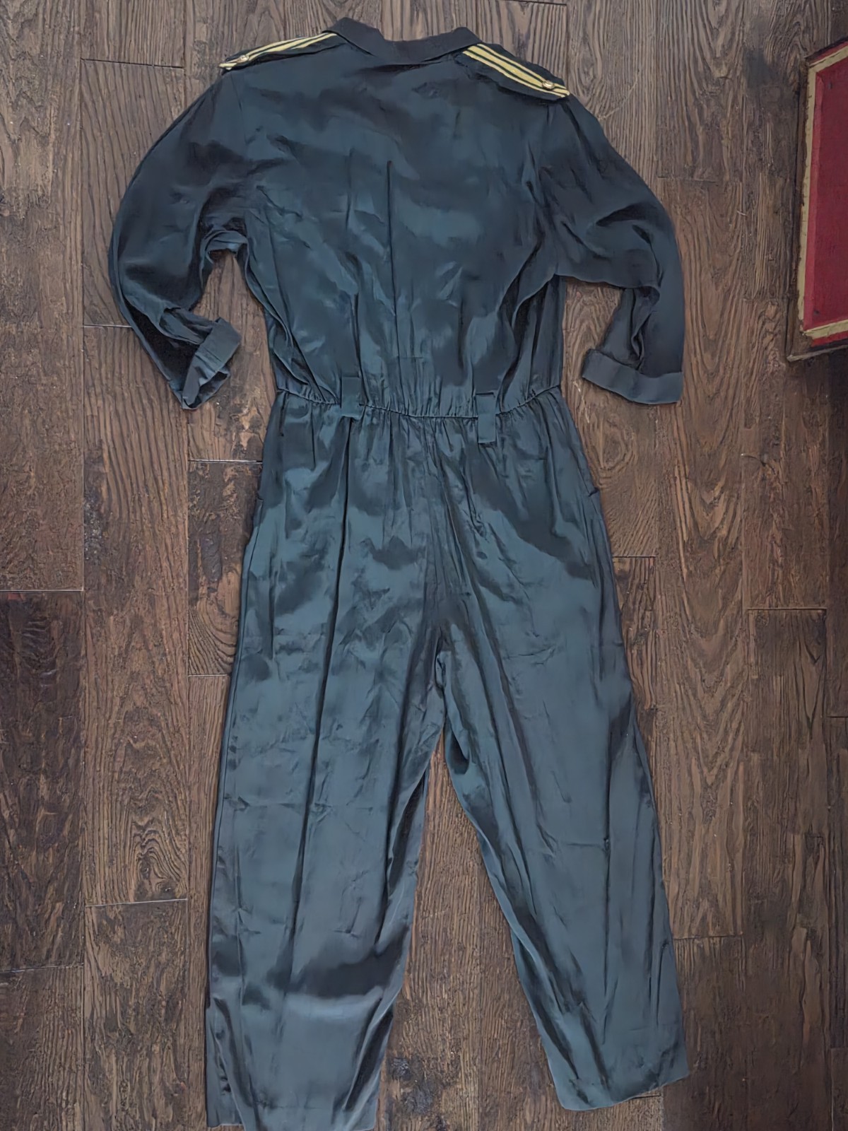 Vintage S.L. Petites Utility Jumpsuit Gold Button Military Airline Style Petite