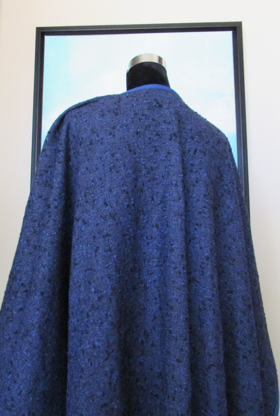 VTG 70’s Yves Saint Laurent Rive Gauche Blue Wool Cape Coat Made in France Sz 38