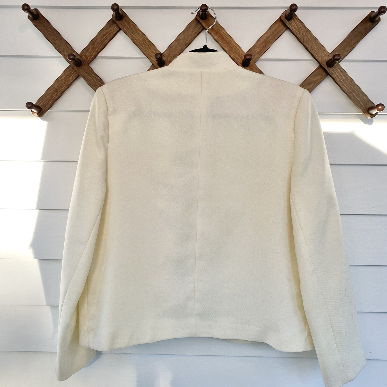 Vintage Prestige Of Boston Off White Open Front Jacket size 12 Classic Blazer