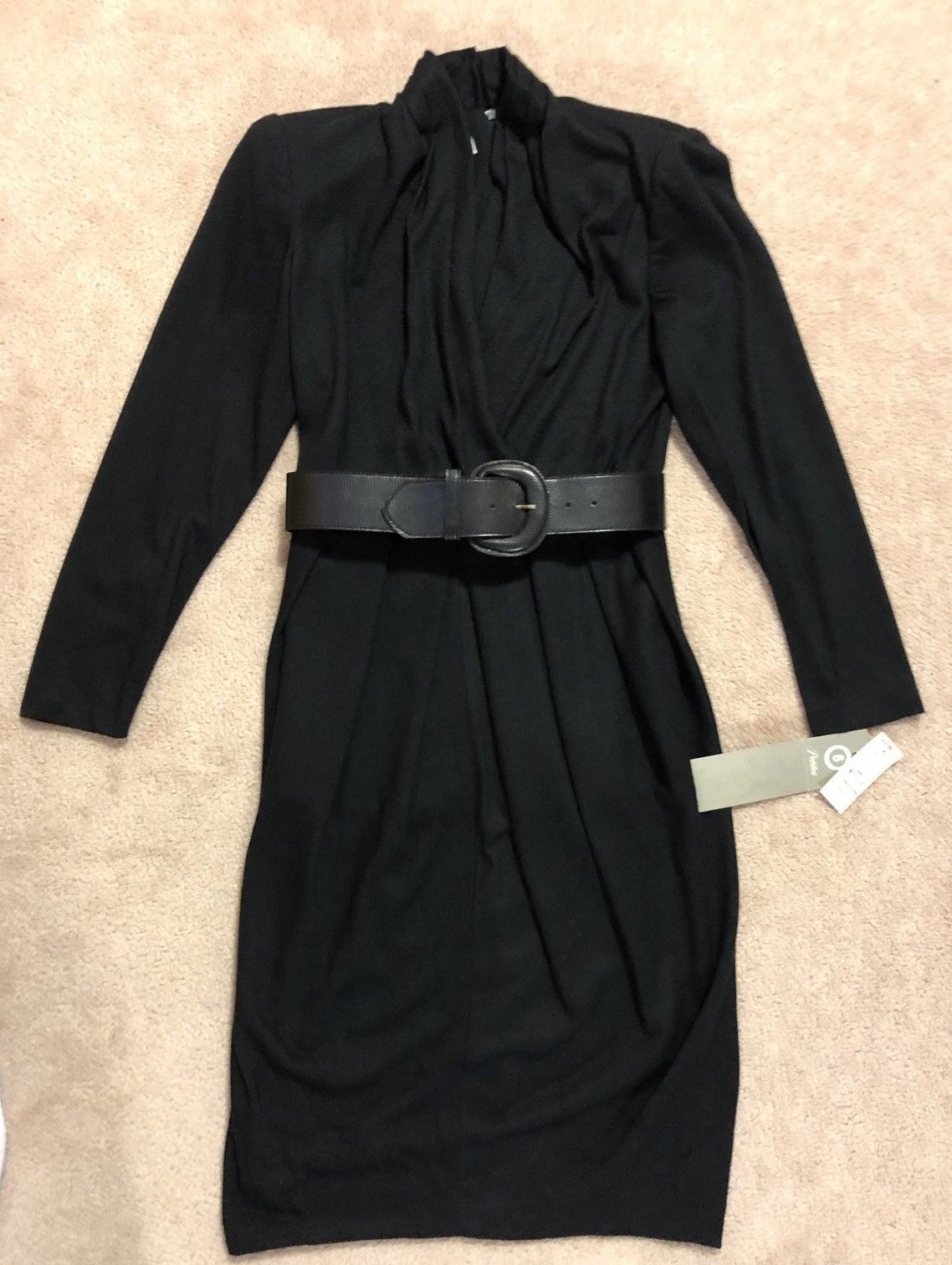 Vintage 90’s The Kollection Ltd. wool/acrylic sz 6 black tulip dress BNWT $165