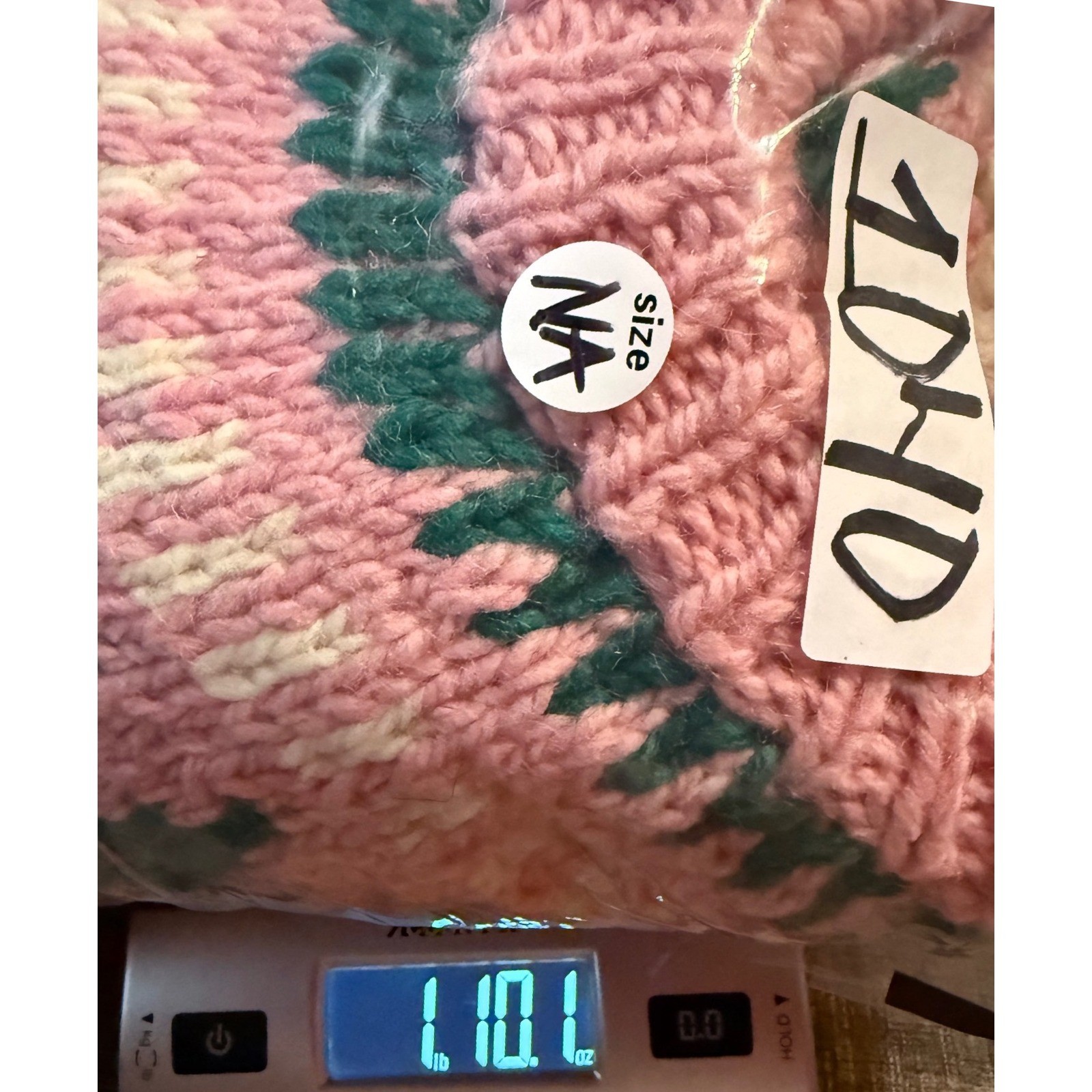 Handmade Greece Women NA Pink Wool Fair Isle Sweater Knit Geometric Scandinavian