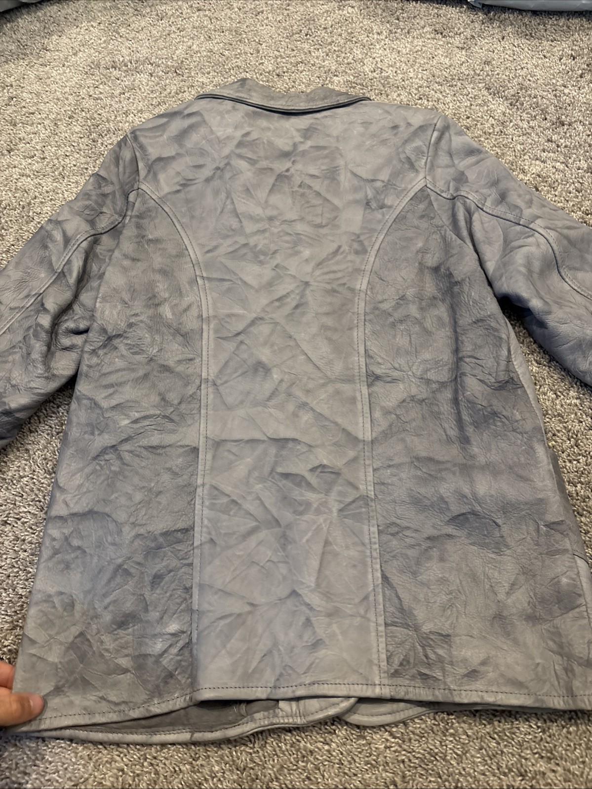Vintage Midwestern Sport Button Gray Leather Deerskin Jacket Made In USA 34/10