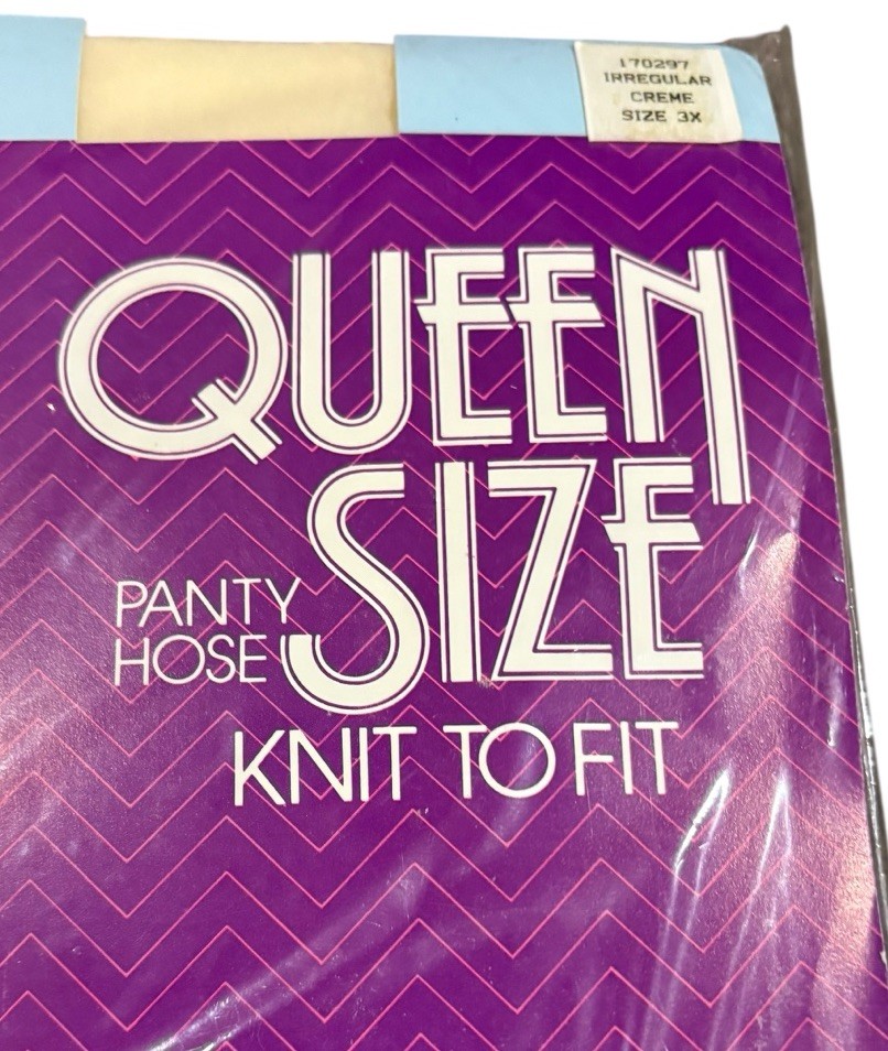 Vintage Queen Size 3X Support Pantyhose Knit To Fit Creme NOS USA 70s 80s