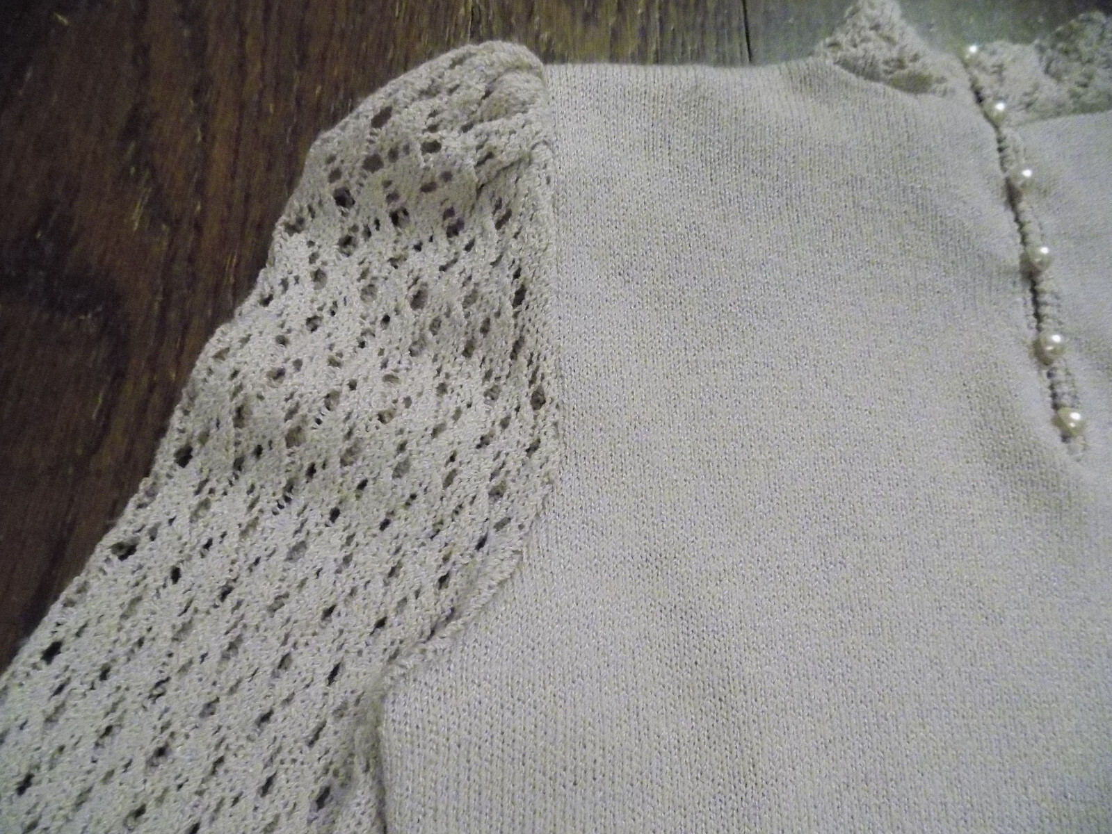 Vtg Dana Hogan Crochet Knit 2 pc Set Mock neck Sweater & 24″ W Skirt Lilac FAB!