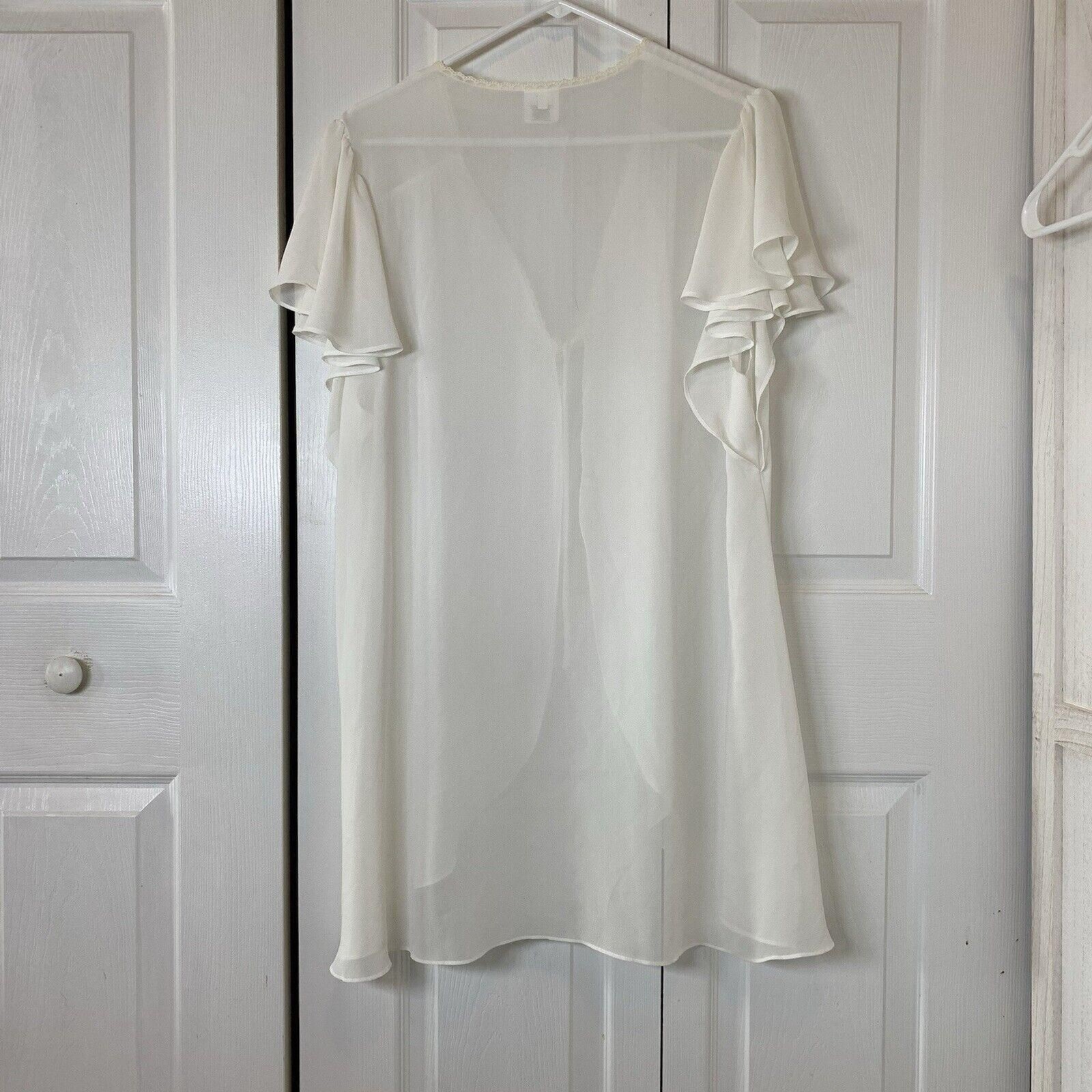 Avon Intimates 2Pc Lingerie Maxi Slip Dress Lace Pearls Sheer Topper 1X VTG 90s