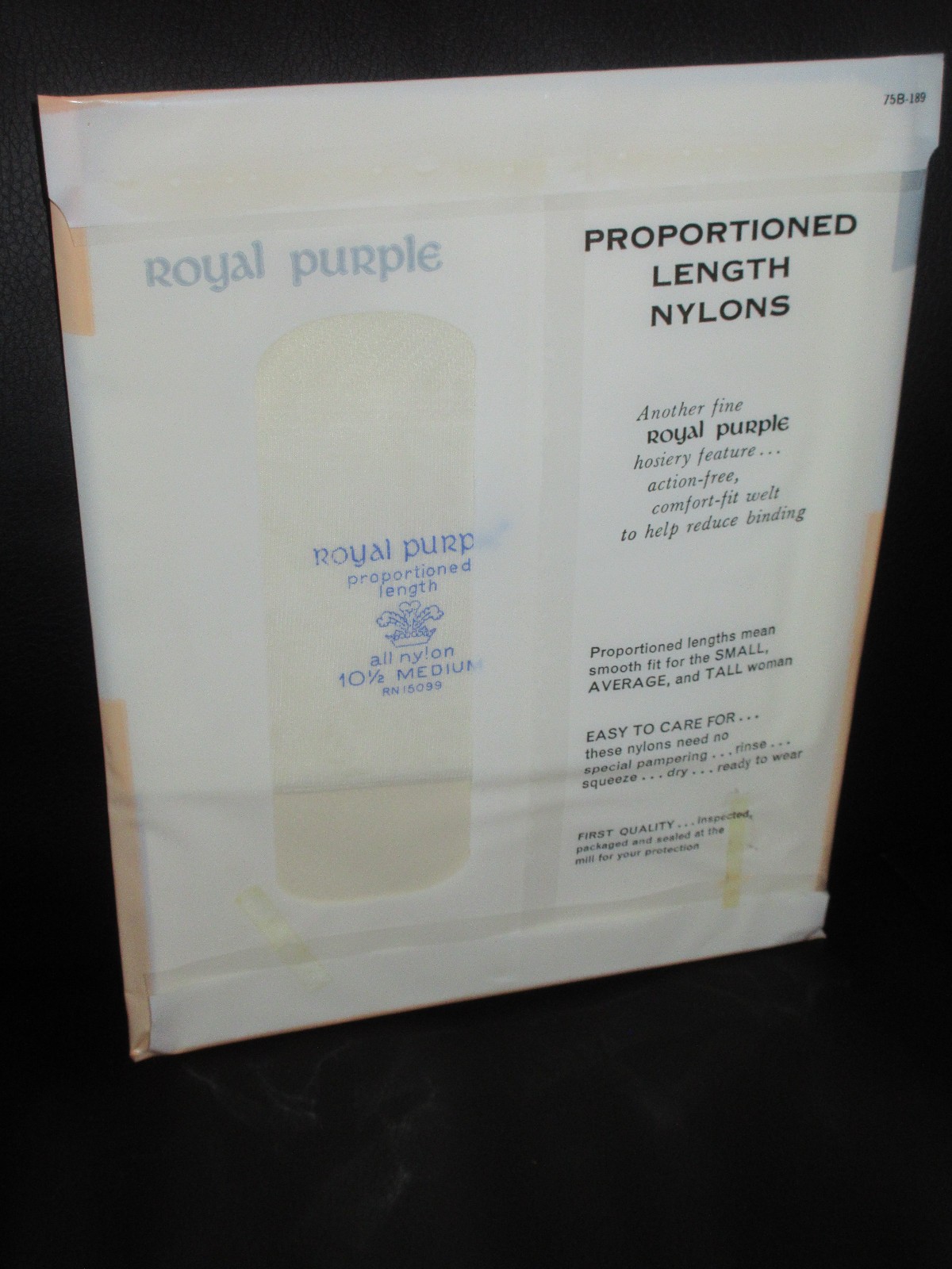 Vintage Sears Royal Purple Hosiery Nylons Size Sears 10.5 Medium WhiteSTOCKINGS