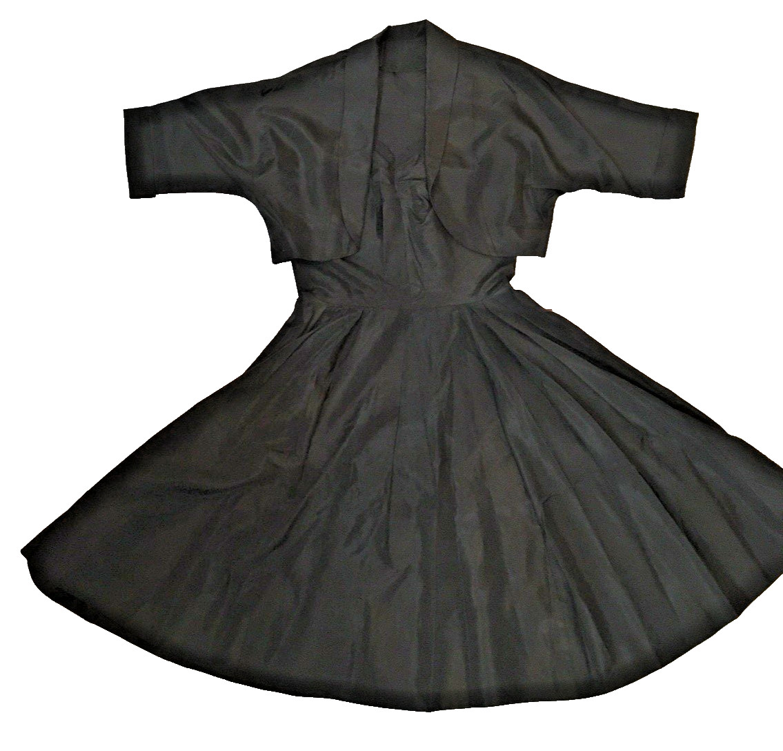 VTG 50s Black Taffeta „Marilyn Monroe” Rockabilly Party Dress/Bolero Small