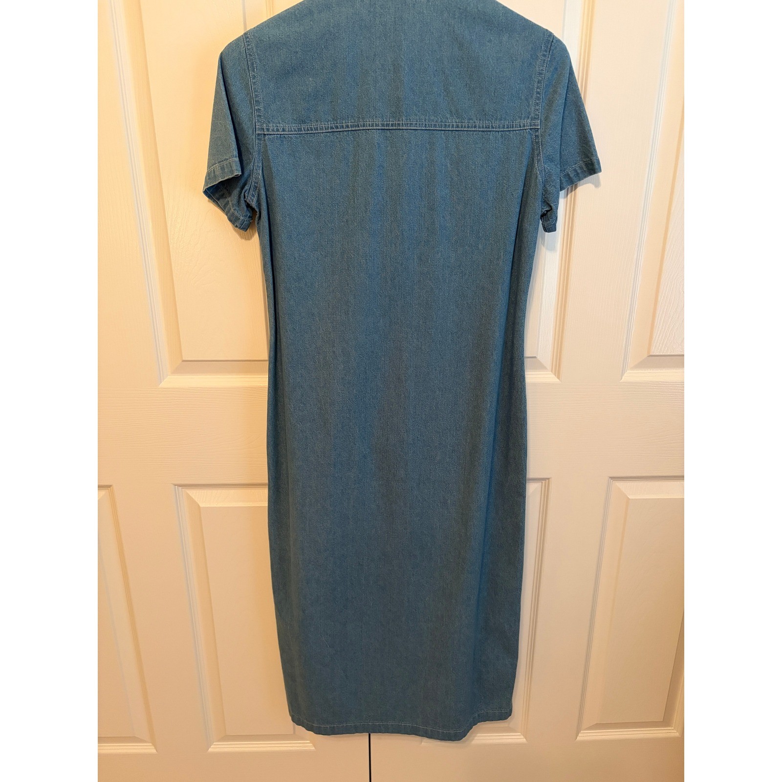 Vintage Jody California Womens Denim Maxi Shirt Dress Blue Button Front USA Made