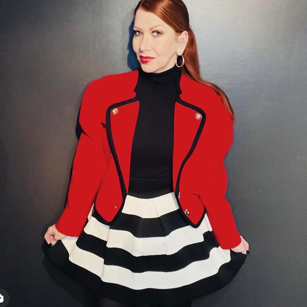 Vintage 1960s Alphorn Bavarian Wool Crop Jacket Red Black Sz M