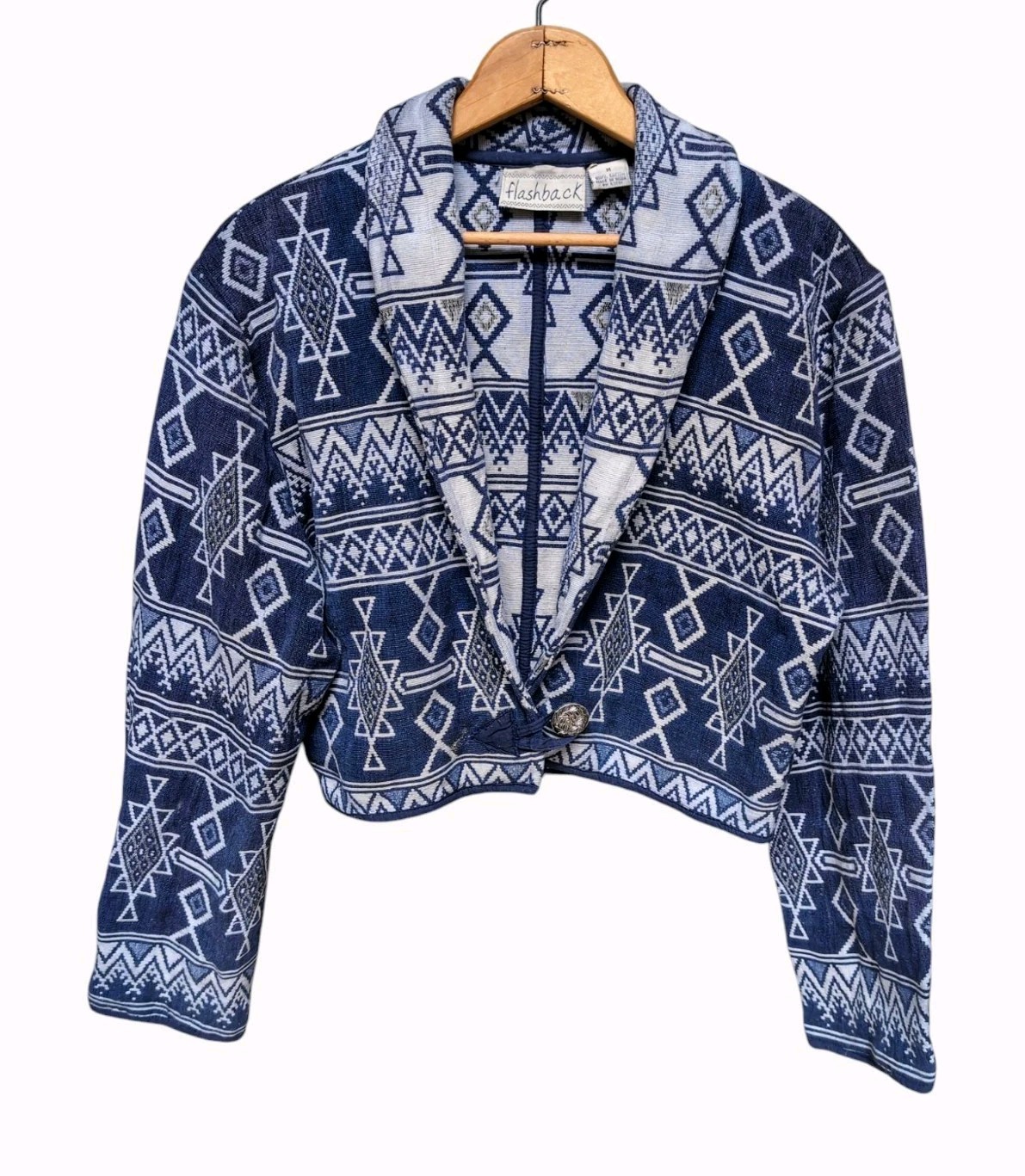 VINTAGE Flashback Aztec Tribal Women’s MEDIUM Western FlareSleeve Cropped Jacket