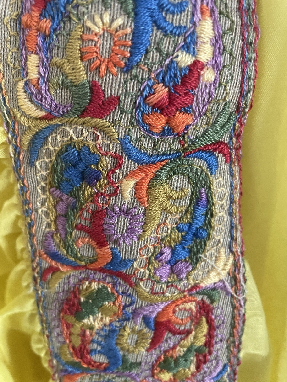 Vintage 70s Beverly Paige Yellow Cotton Gauze Boho Maxi Dress Embroidered Hippie