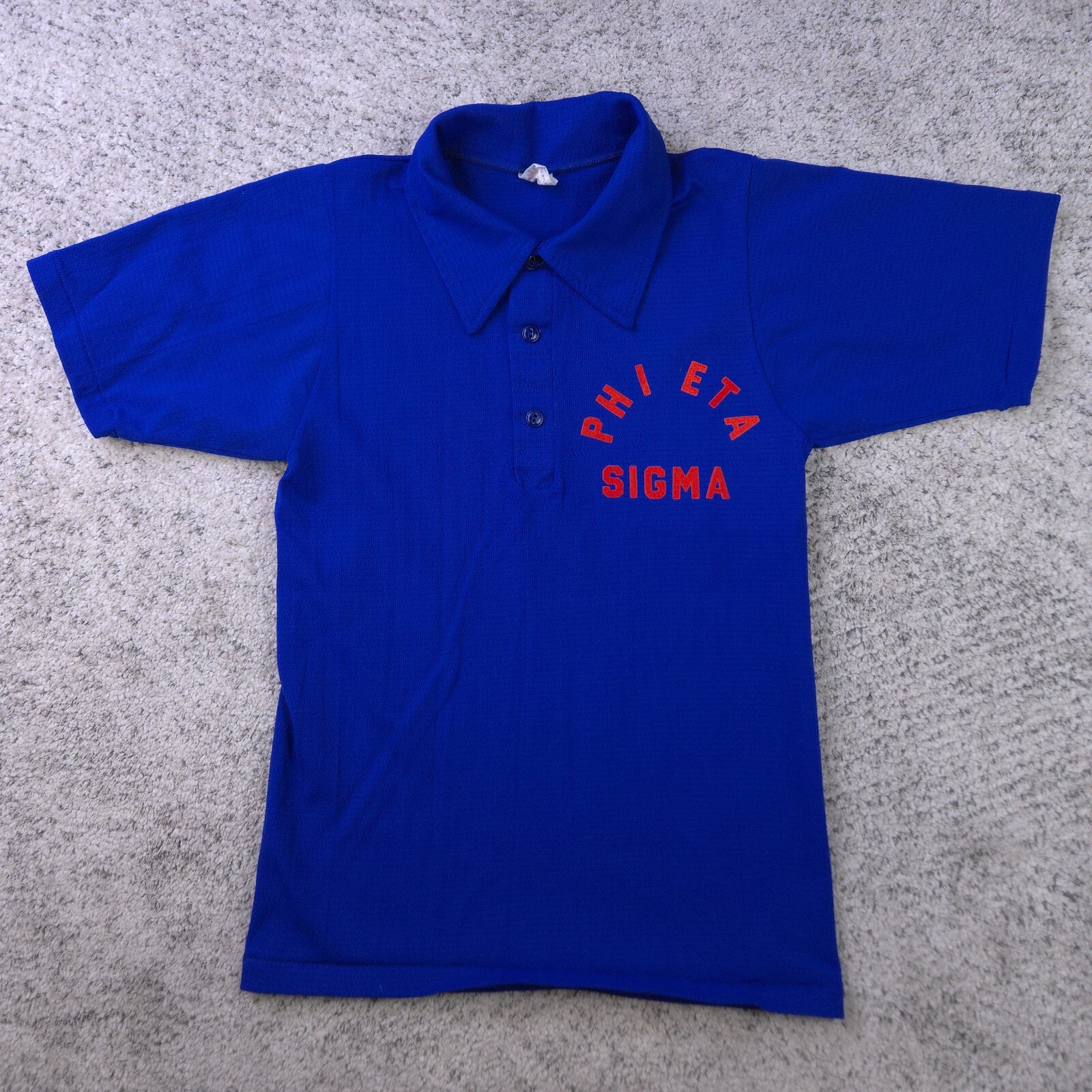 Vintage Phi Eta Sigma Shirt Size Small Pullover Top 70s 1970s Spellout Polo Blue