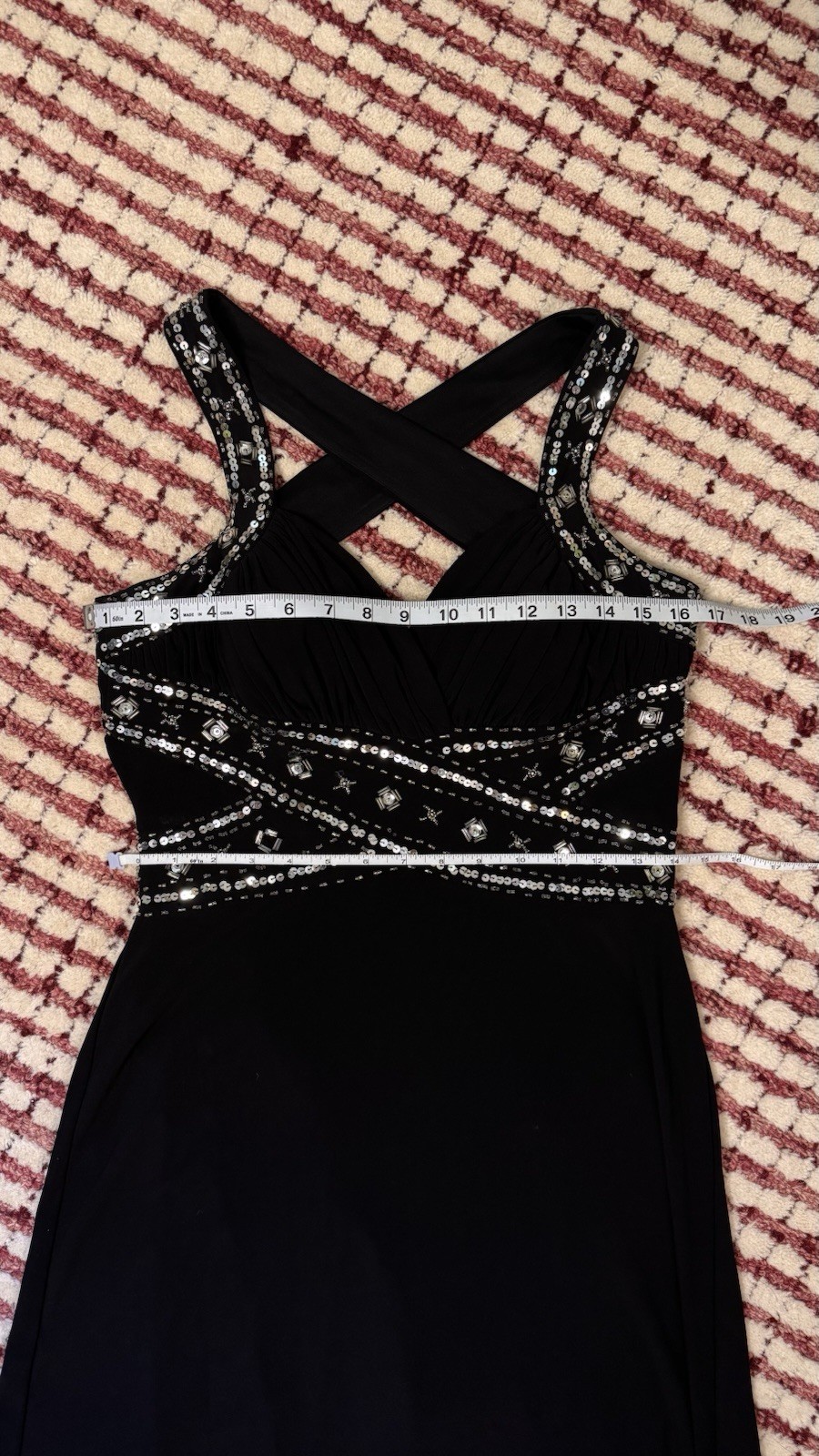 Stunning 90s Vintage Black and Silver Beaded Floor Length Gown