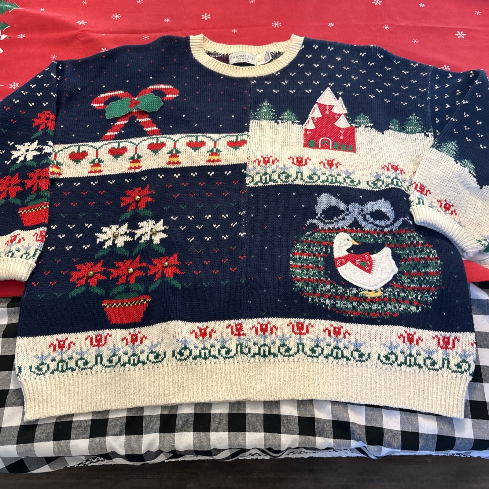 Vintage Sweater Loft 100% Cotton Made In USA Christmas Sweater 2X Goose Geese
