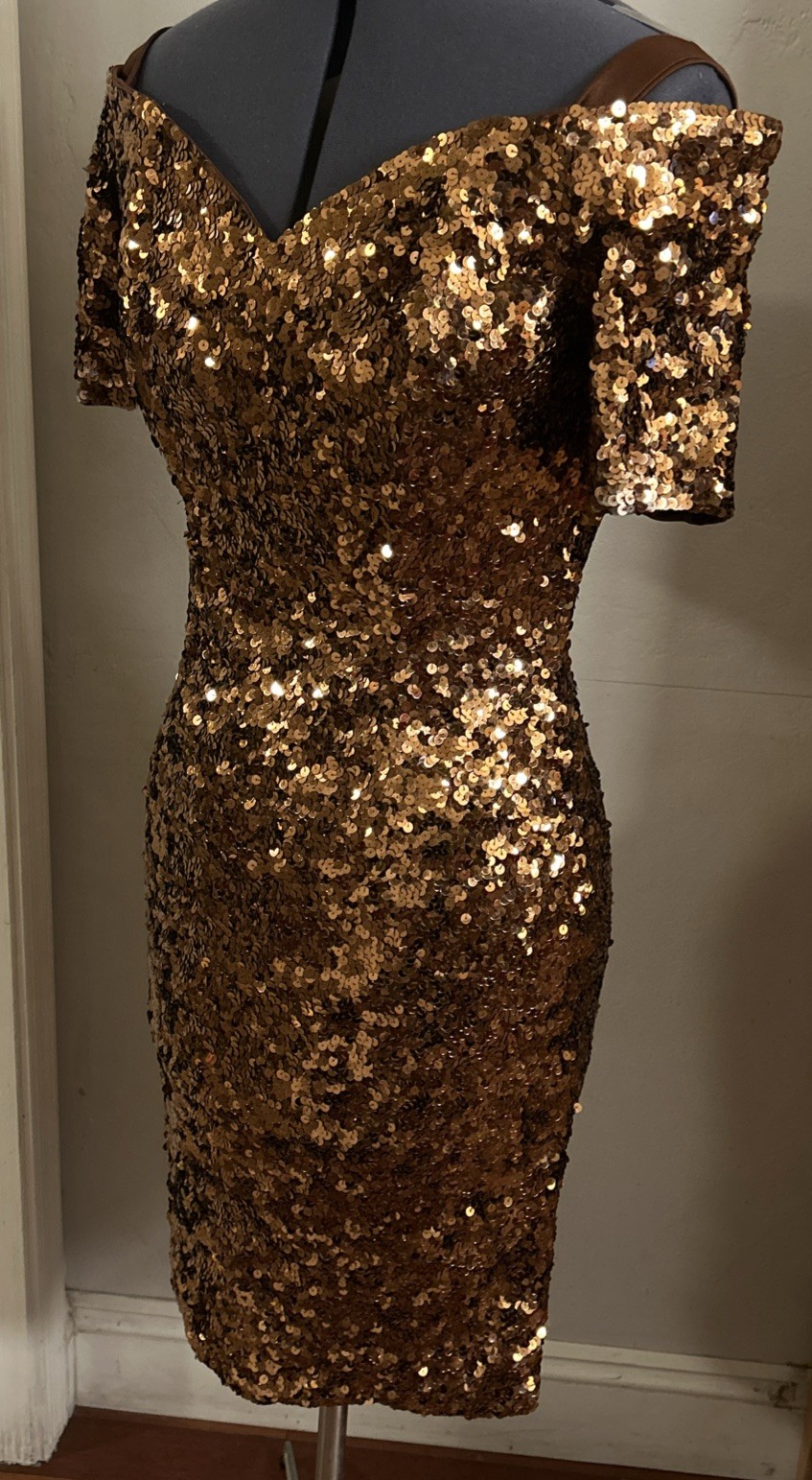 Vintage Modi for Neiman Marcus Sequined Mini Brown Dress Women’s Small
