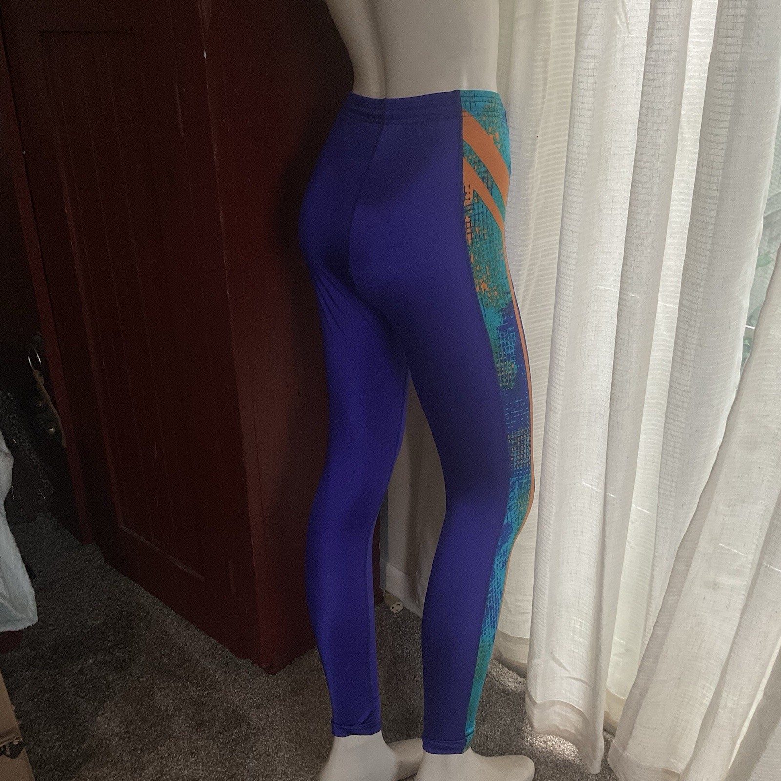 Vintage Nike Shiny Purple Side Stripe Spandex Leggings M