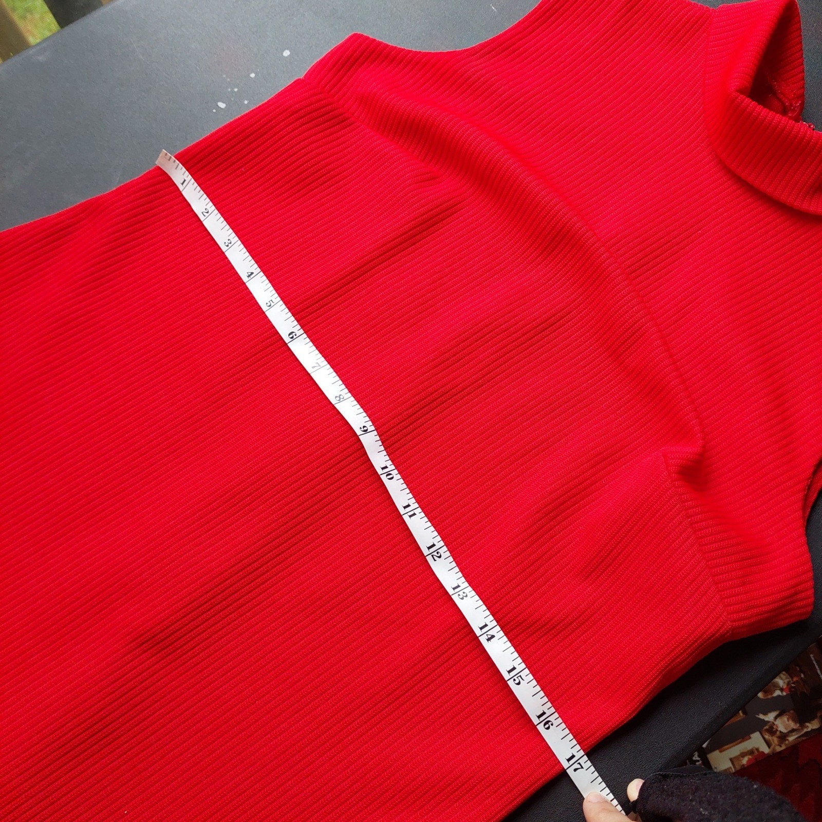 Vintage Red Ribbed Sleeveless Mod Top Back Zip