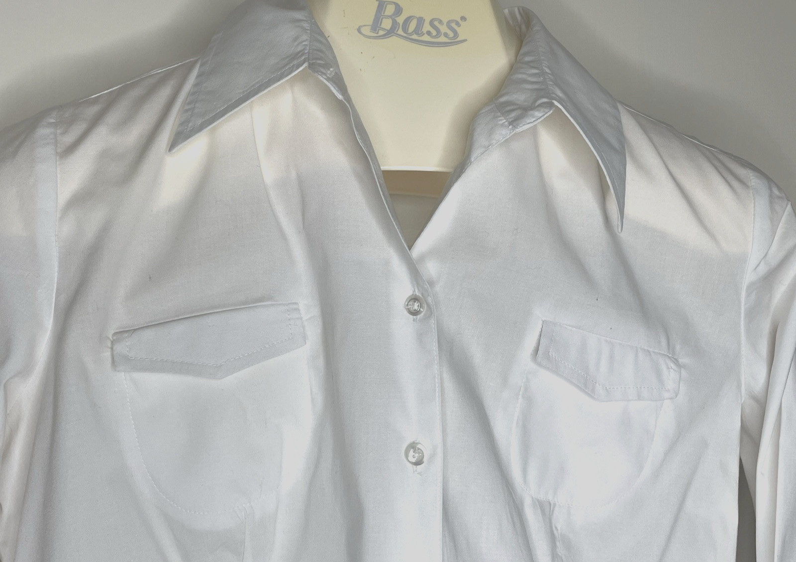 Vintage Chadwick’s Size 10 Stretch Button Down L/S White Ruffle Shirt Top