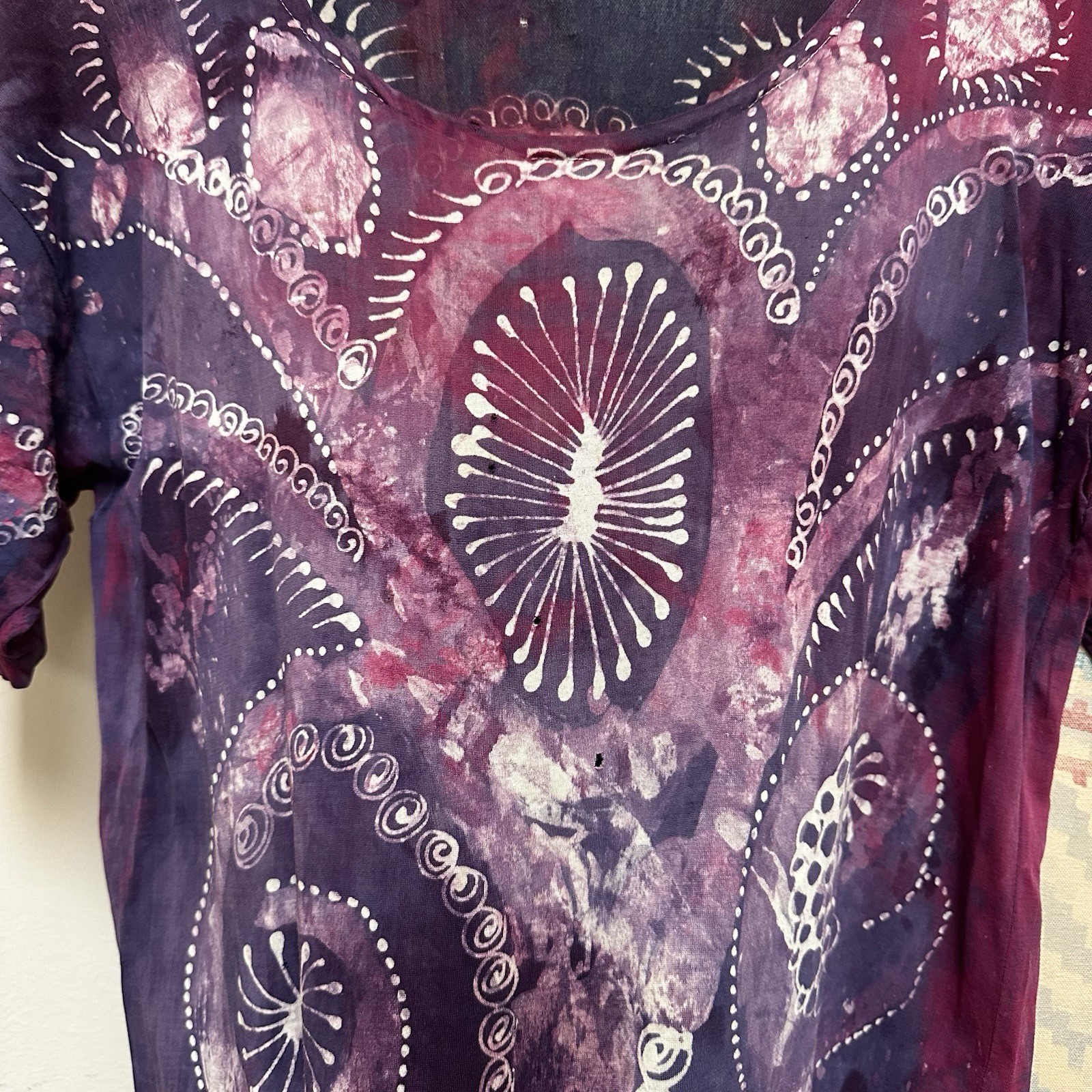 True Vintage 60s 70s hippie Batik Tie Dye Shirt