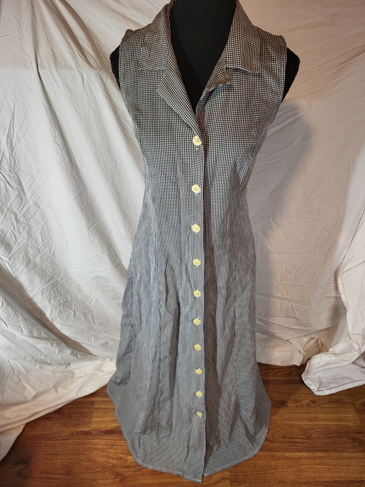 Vintage Pellini Dresses Black & White Full Button Dress Cottagecore Size 9/10