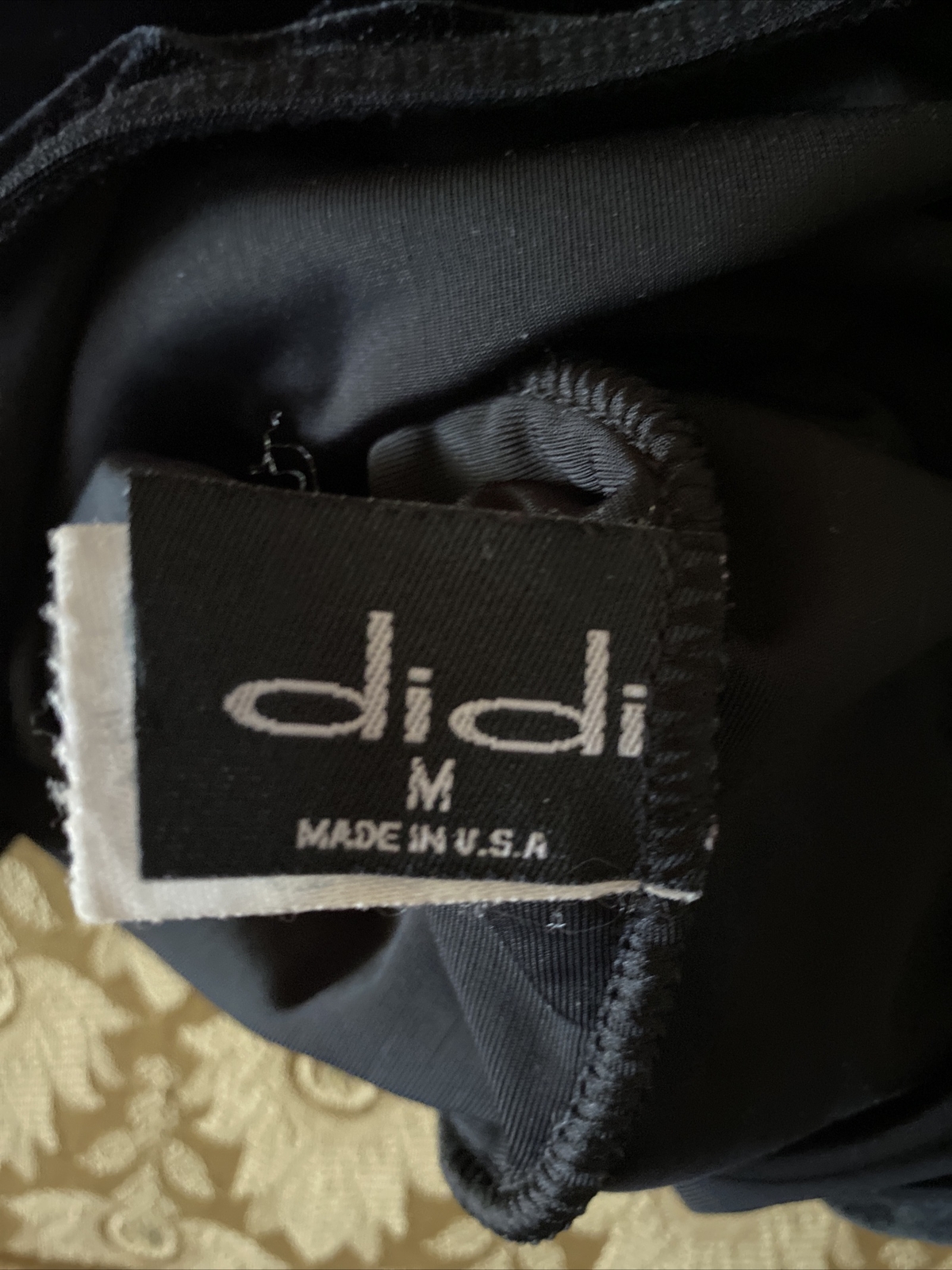 Didi Wom M VTG 90s Designer Boutique Sexy Stretch Velvet&Chiffon Thong Bodysuit