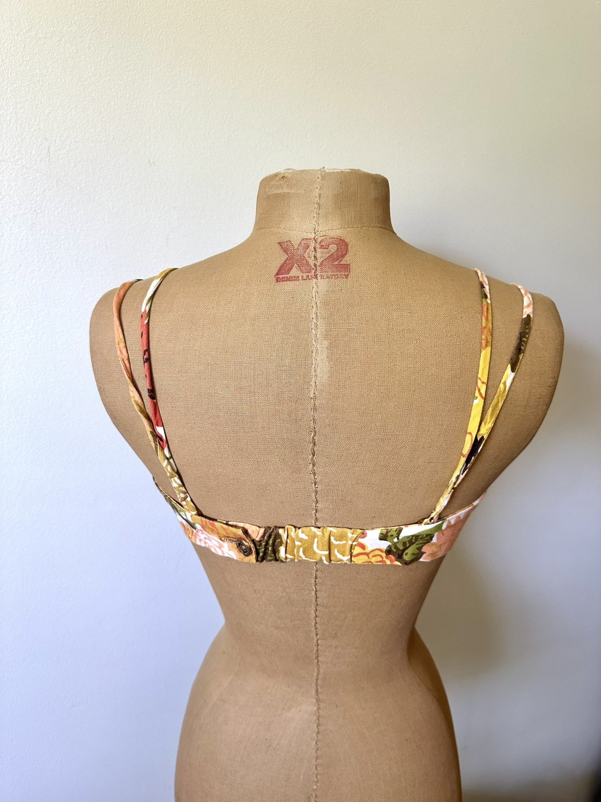 Vintage 1950-1960’s Floral Bathing Suit Top, Bullet Bra Styling
