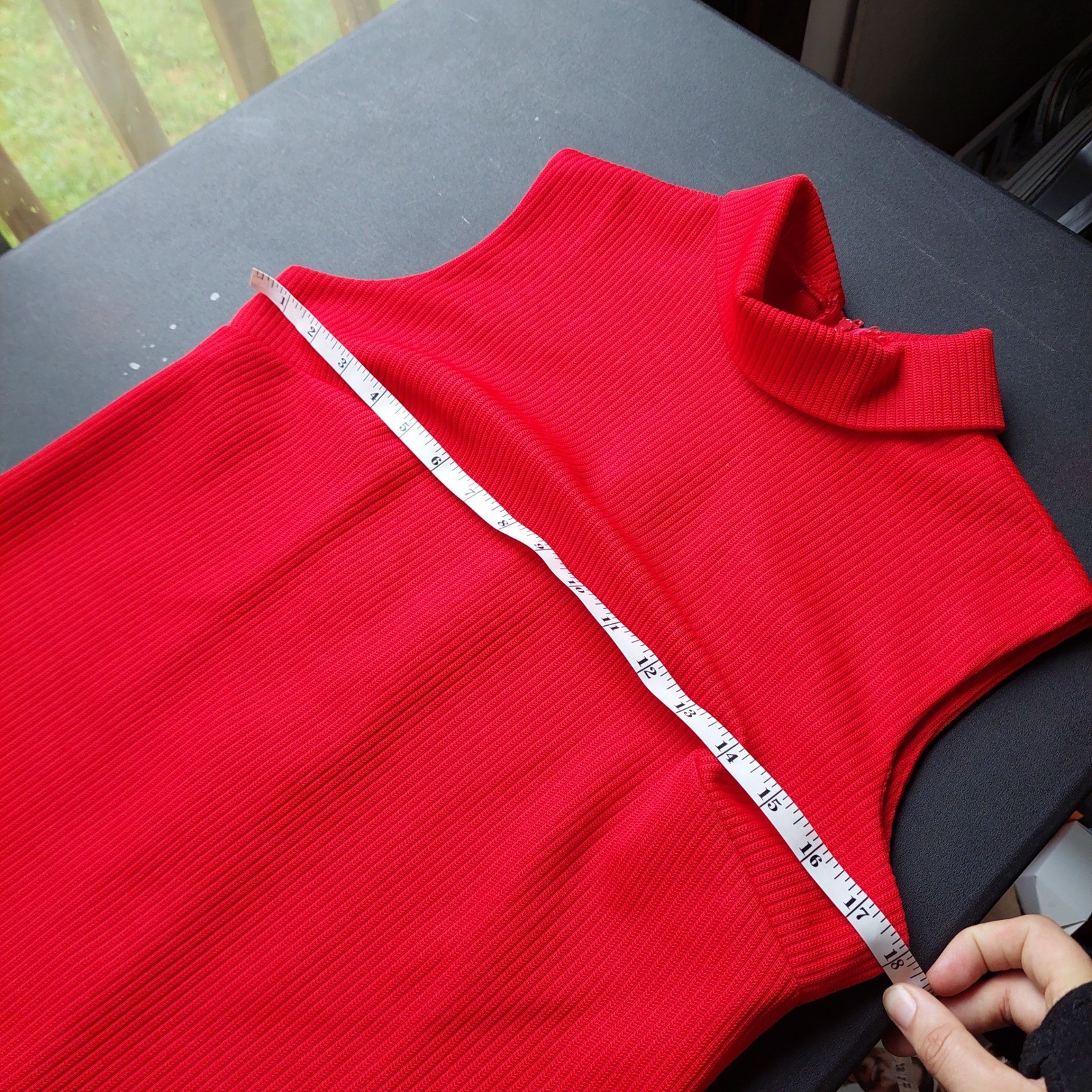 Vintage Red Ribbed Sleeveless Mod Top Back Zip