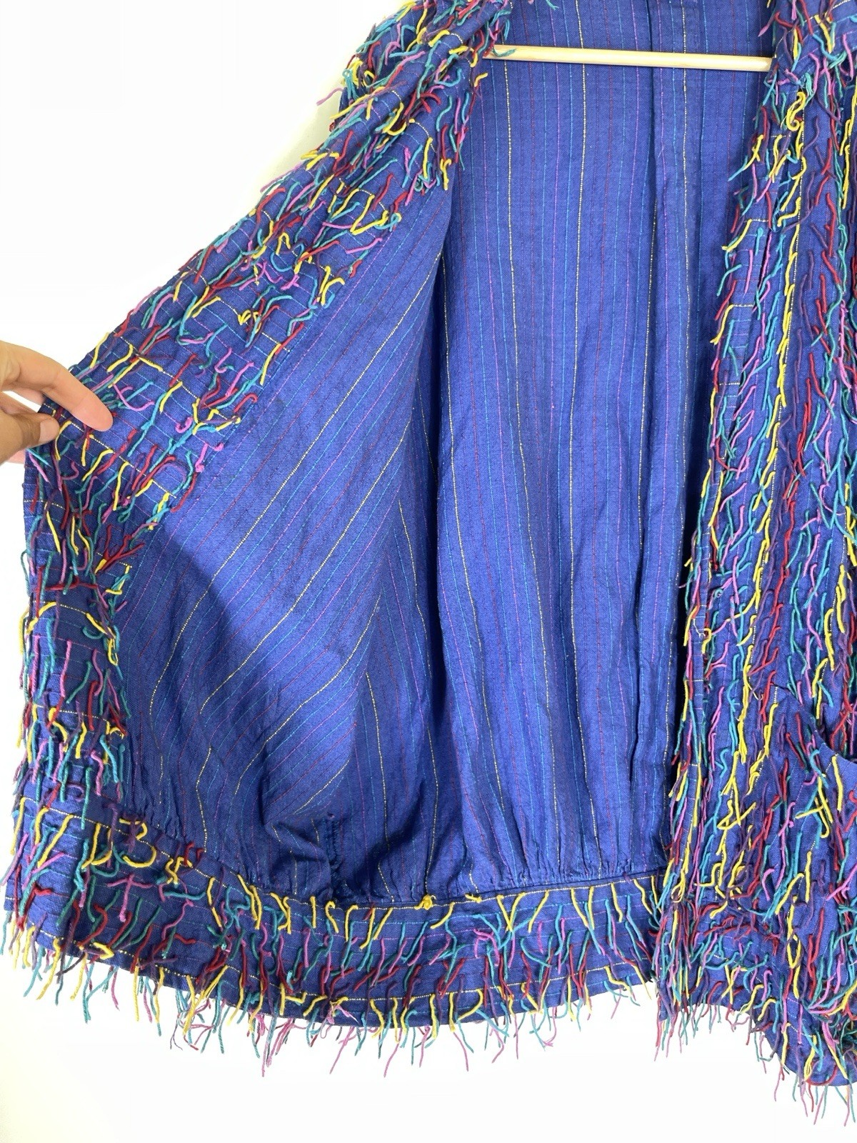 Vintage Big Jaguar Guatemala Rainbow Fringe Jacket One Size Maximalist Eclectic