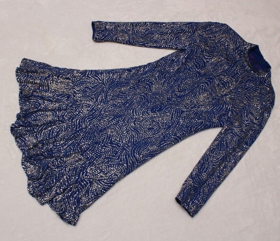 Caroline Charles Vintage Blue Beaded Evening Dress Women’s 6 Hand Embellished