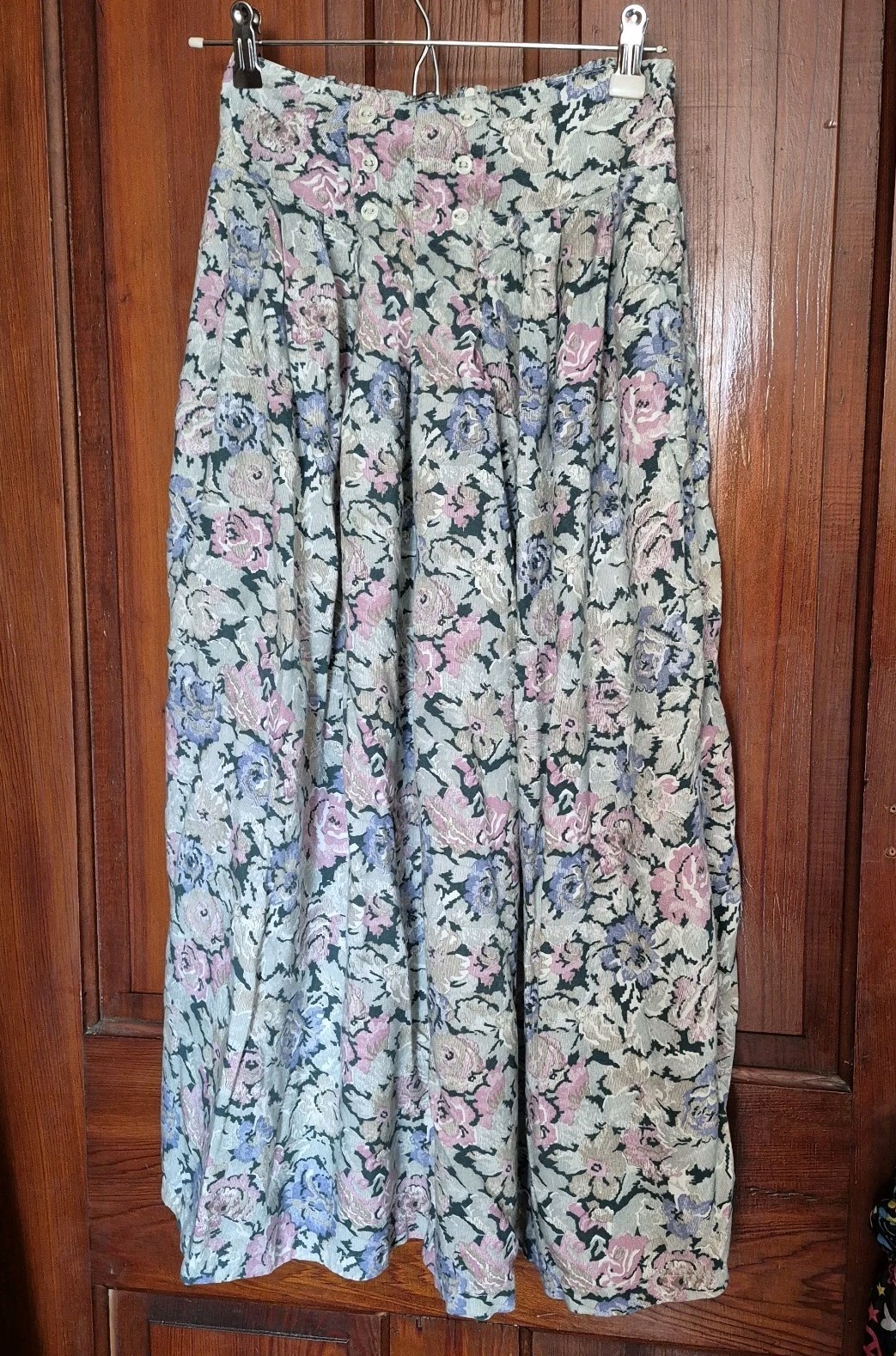 Vntage Words Floral Midi Skirt Womens 6 Rayon Spring Summer Office Business Wear