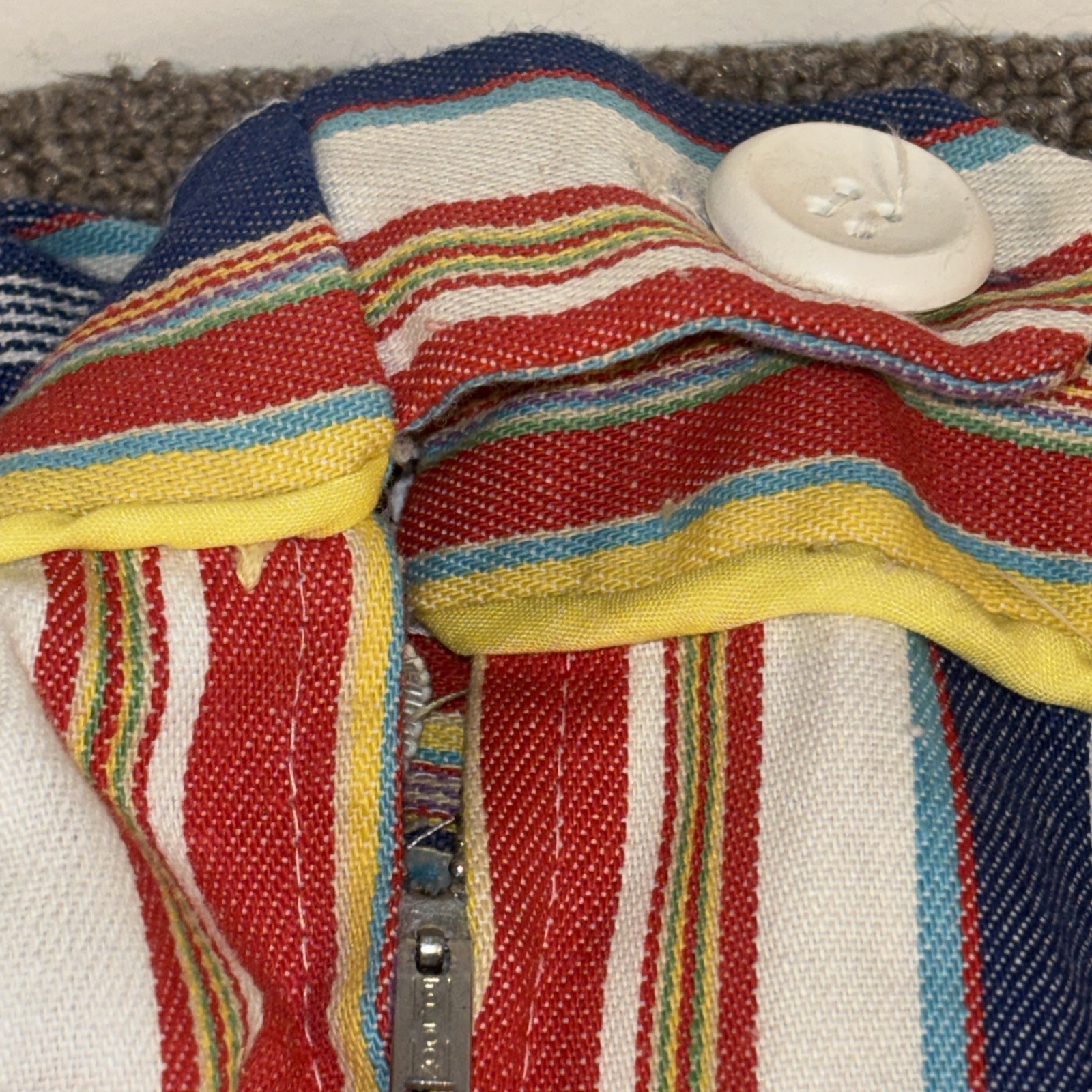 Vintage 80s Garment Cover Custom Made Striped Talon Zipper Button Full Length