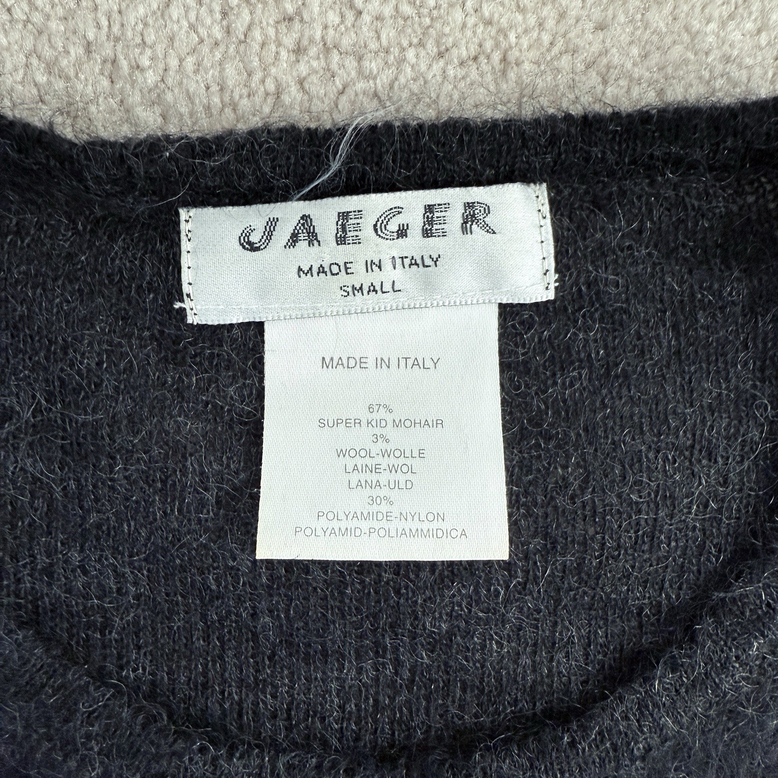 Jaeger London Vintage Mohair Wool Blend Sweater Gray Charcoal Crewneck