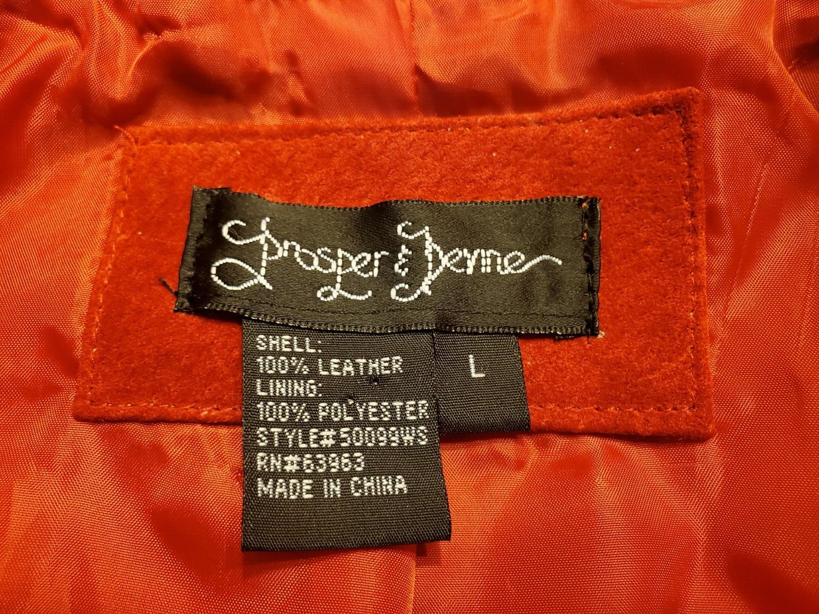 Vintage Prosper & Devine Red 100% Leather Jacket Ruffles Hooks & Eye Large