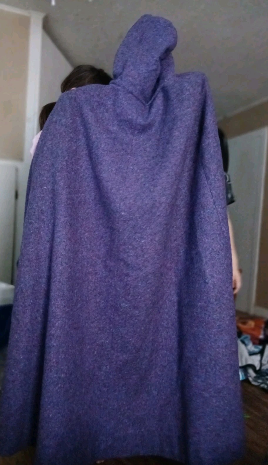 Jimmy Hourihan Donegal Tweed Ireland Purple Color Fleck Cape Hoodie L Xl