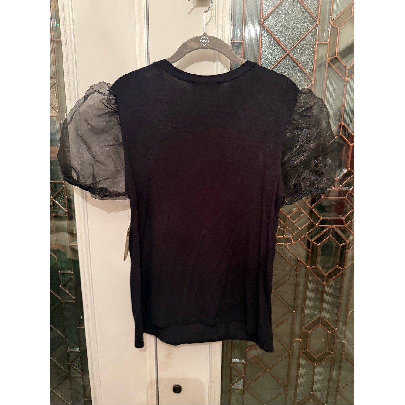 french pastry Black 'Vogue’ Graphic Puff-Sleeve Tee NWT Size LG