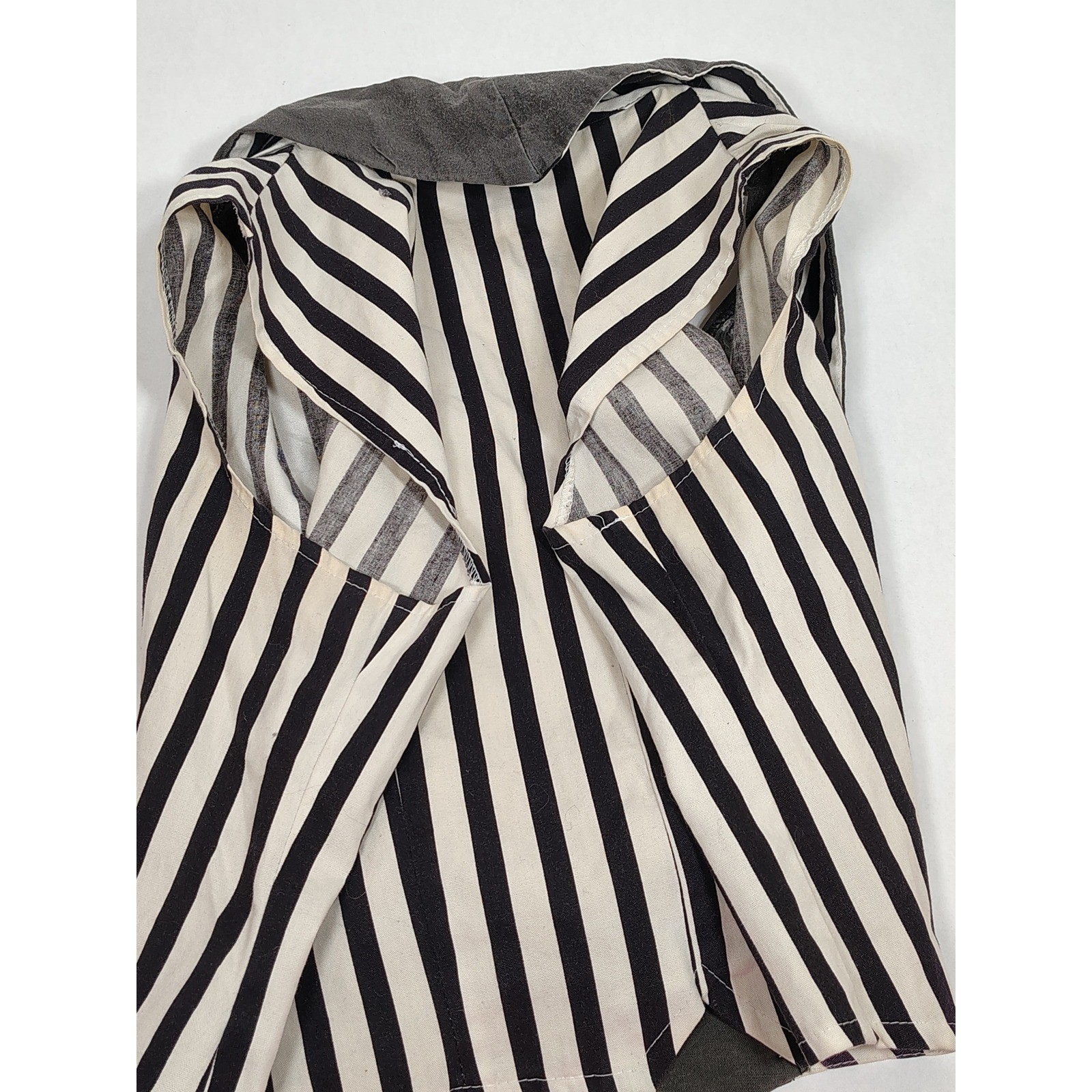 Banjo Dallas Texas Vintage Striped Cropped Vest Grey Shawl Collar Medium