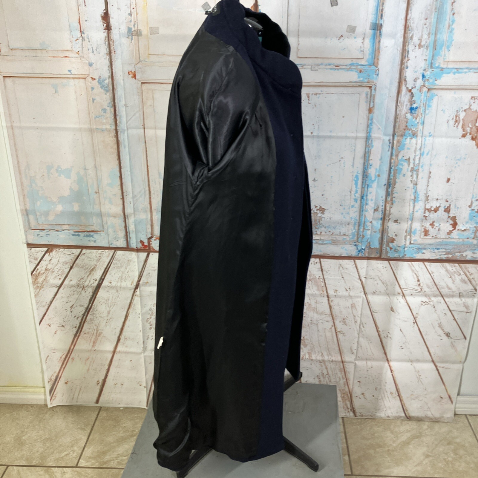 Donny Brook Wool Navy Blue Winter Warm Coat Size 4P Black Velvet Collar And Cuff