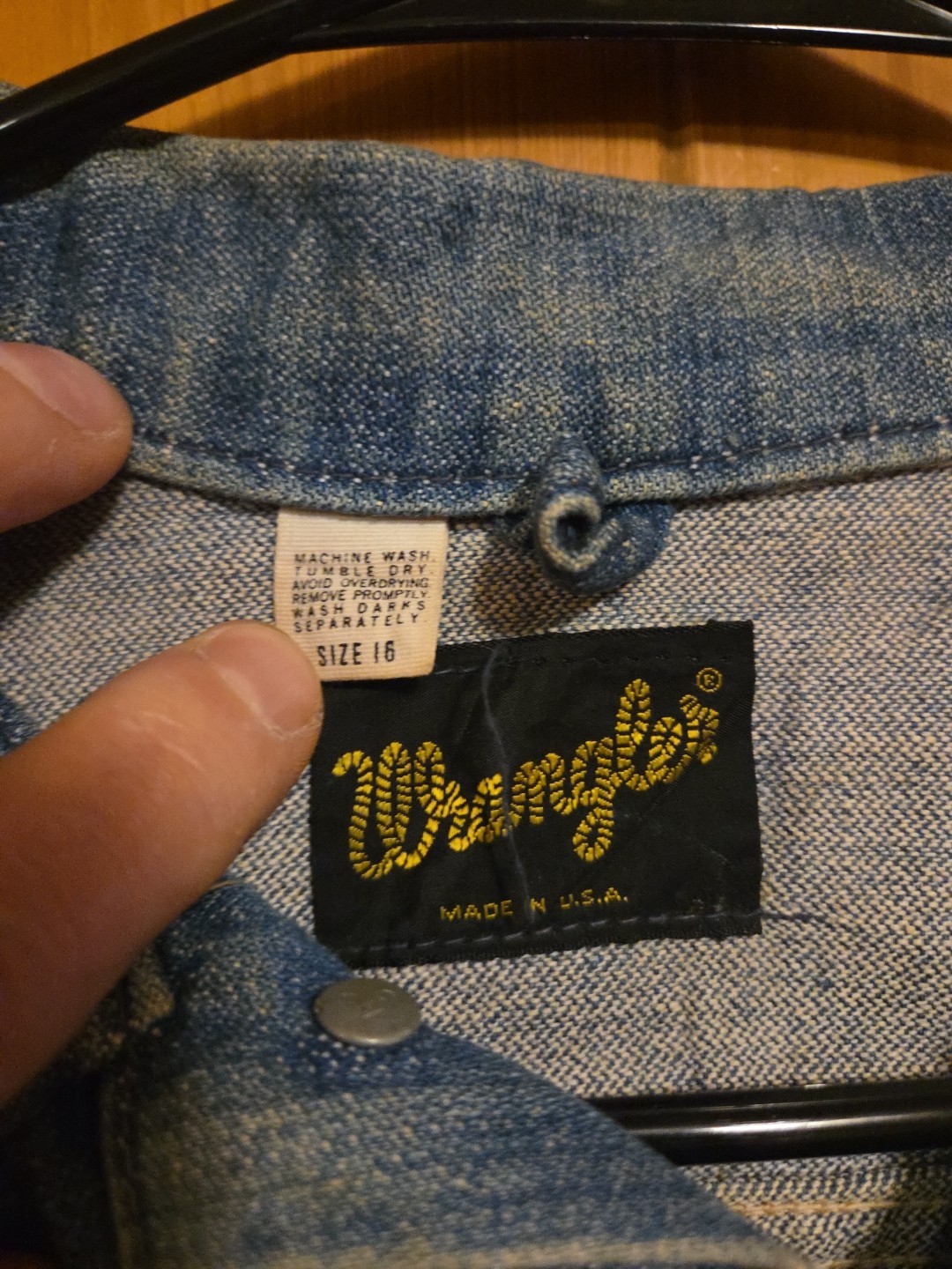 Vintage OOAK RARE 70s 80s Wrangler Sz 16 Denim Jacket Embroidered „dyker” 17×19