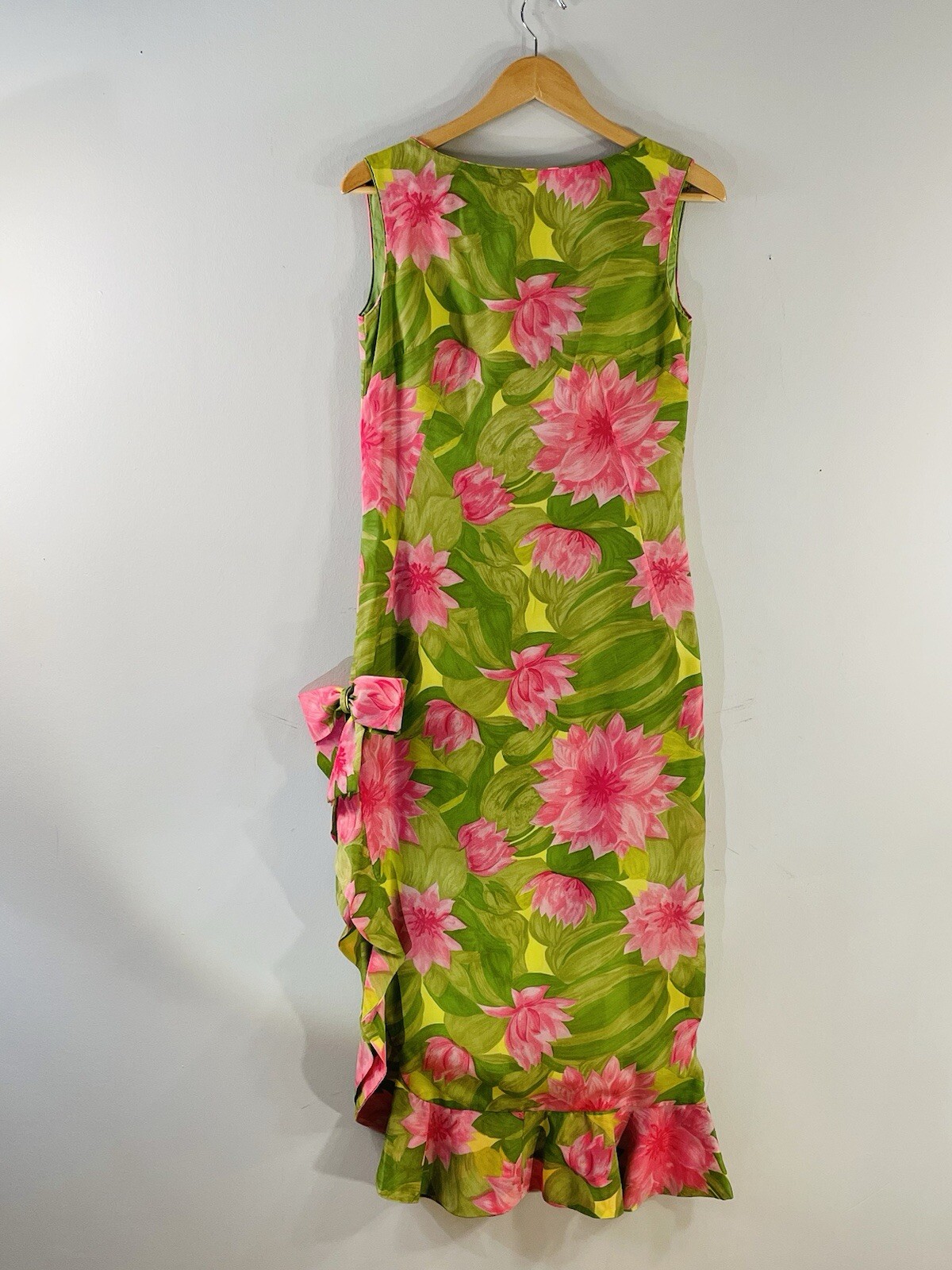 Vintage Malia Honolulu Pink And Green Floral Dress Size S