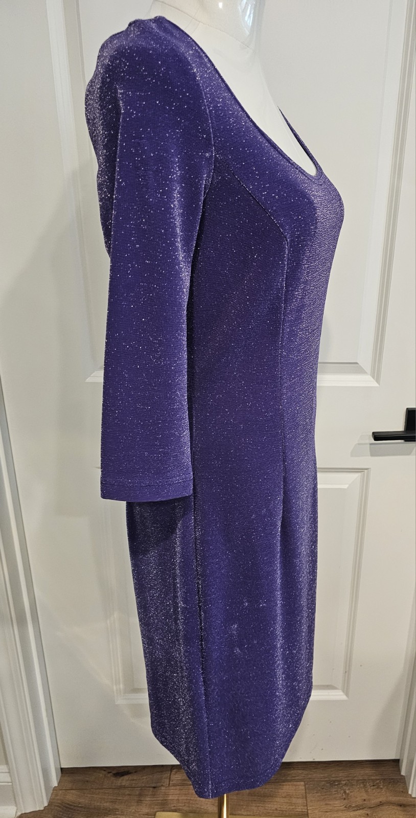 NWT Vintage Scott McClintock Purple/Silver Form Fitting Dress, Size 8