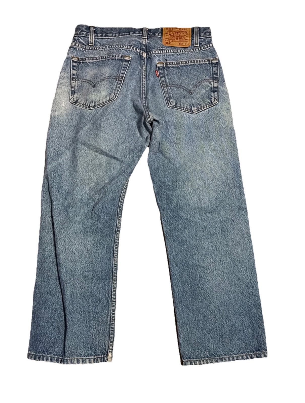 Vintage Levis 505 0216 Womens 31×26 Jeans Straight Distressed Paint Indigo Fades