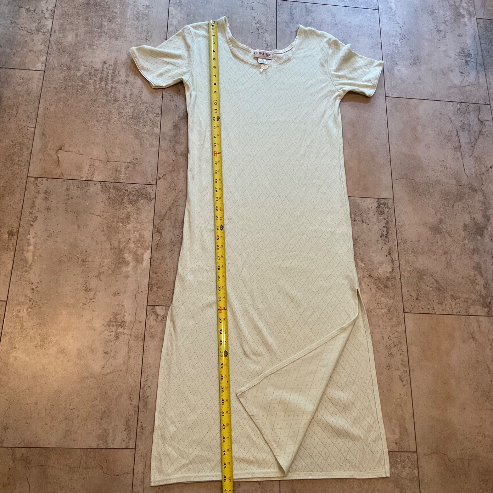 Laura Tyler At Home Nightgown Women’s Sz S Pale Green Sheer Short Sleeve Slits