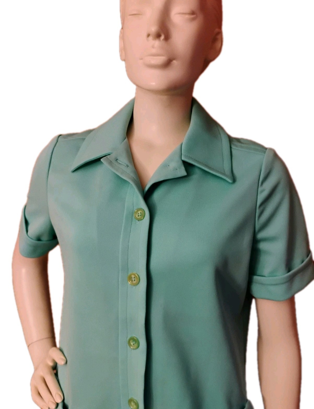 VTG 60’s „Devon” Sea Foam Green Double Knit Poly Mod Bell Bottom Pants Suit
