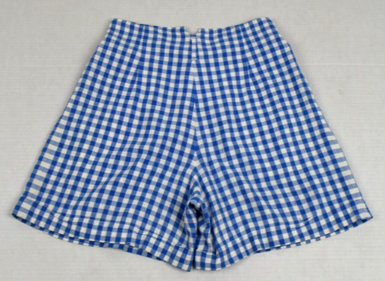 Vintage The Limited Shorts Size 2 90s Blue White Gingham High Waist Made USA